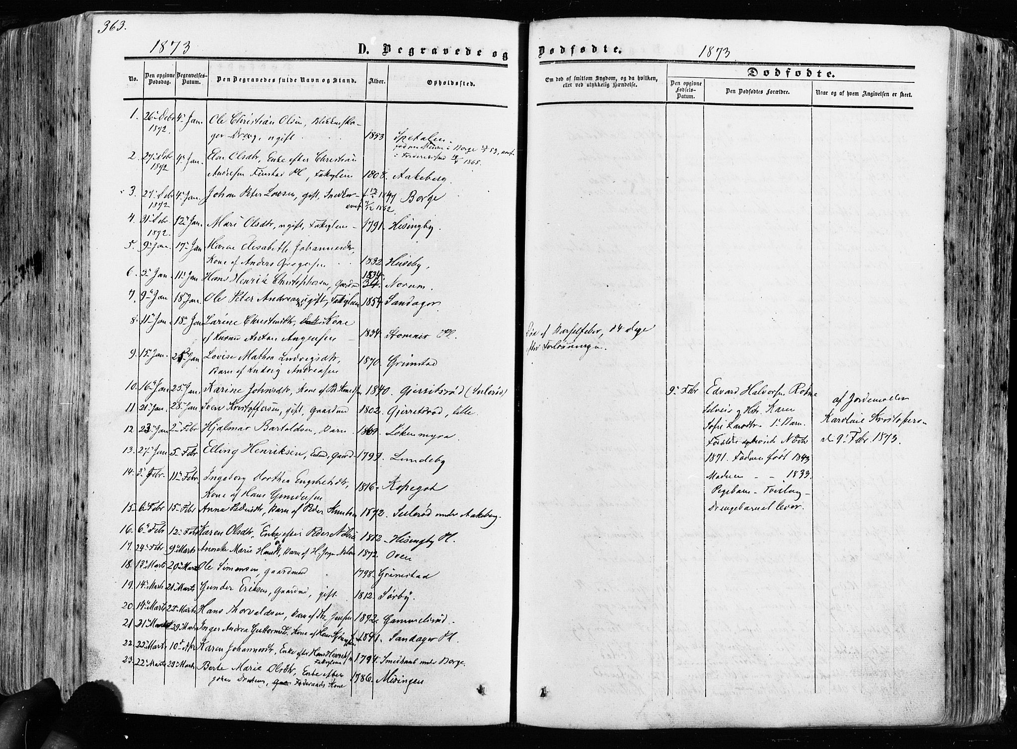 Råde prestekontor kirkebøker, AV/SAO-A-2009/F/Fa/L0006: Parish register (official) no. 6, 1854-1877, p. 363