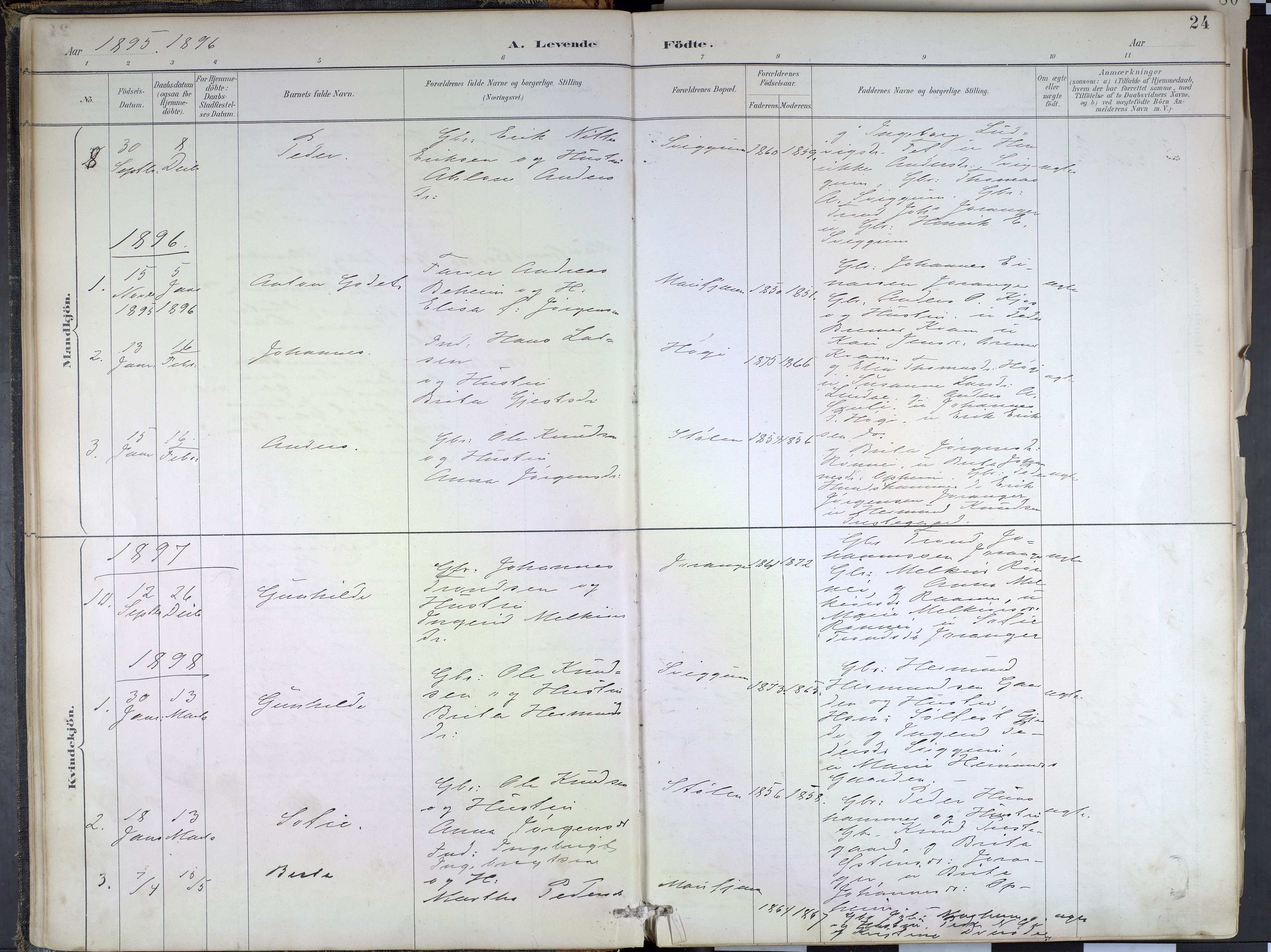 Hafslo sokneprestembete, SAB/A-80301/H/Haa/Haae/L0001: Parish register (official) no. E 1, 1886-1934, p. 24