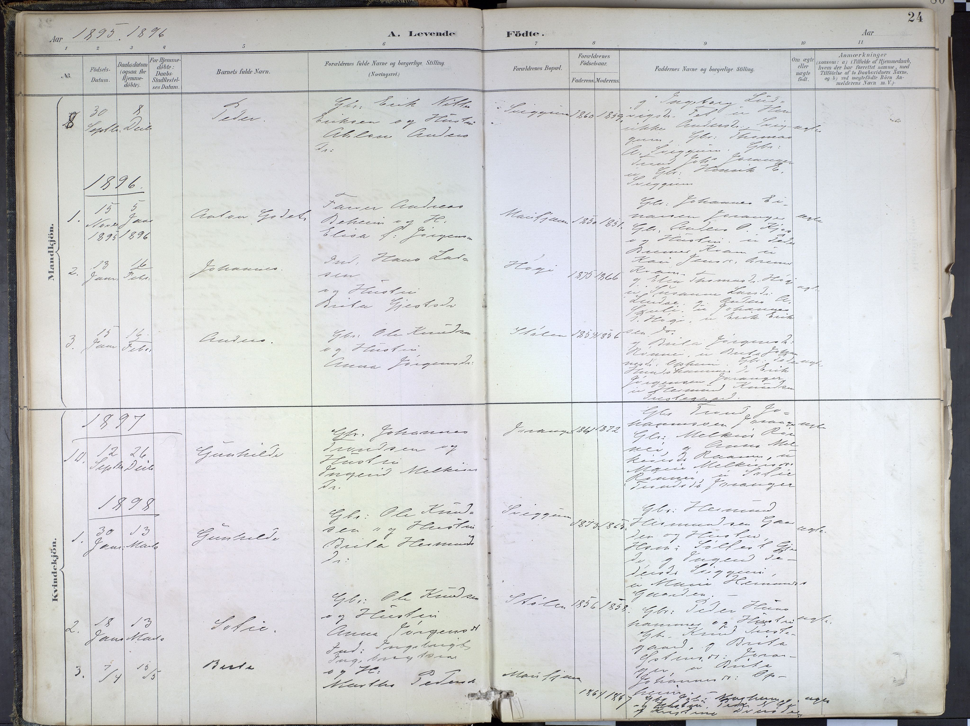 Hafslo sokneprestembete, AV/SAB-A-80301/H/Haa/Haae/L0001: Parish register (official) no. E 1, 1886-1934, p. 24