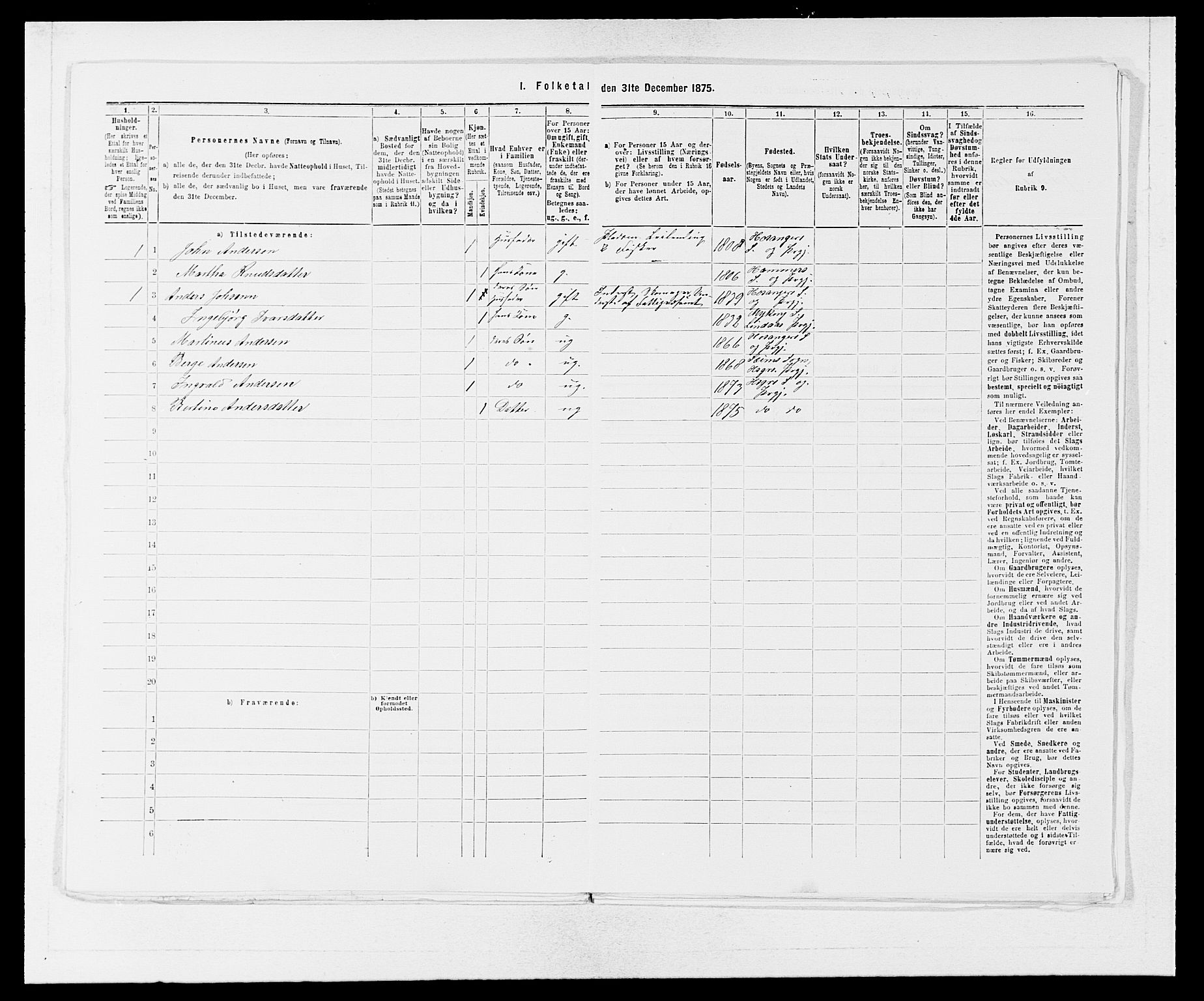 SAB, 1875 census for 1253P Hosanger, 1875, p. 786