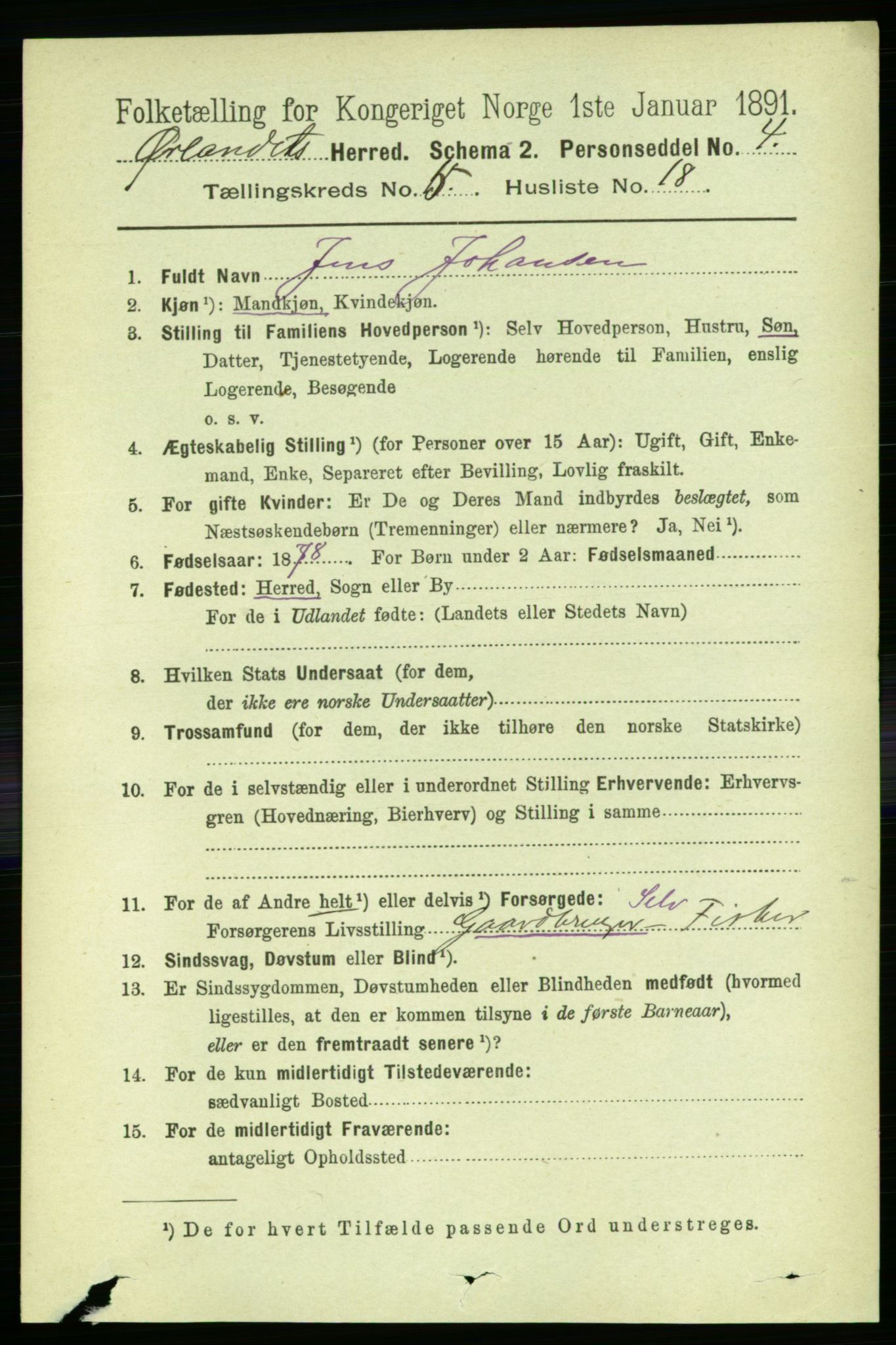 RA, 1891 census for 1621 Ørland, 1891, p. 1751