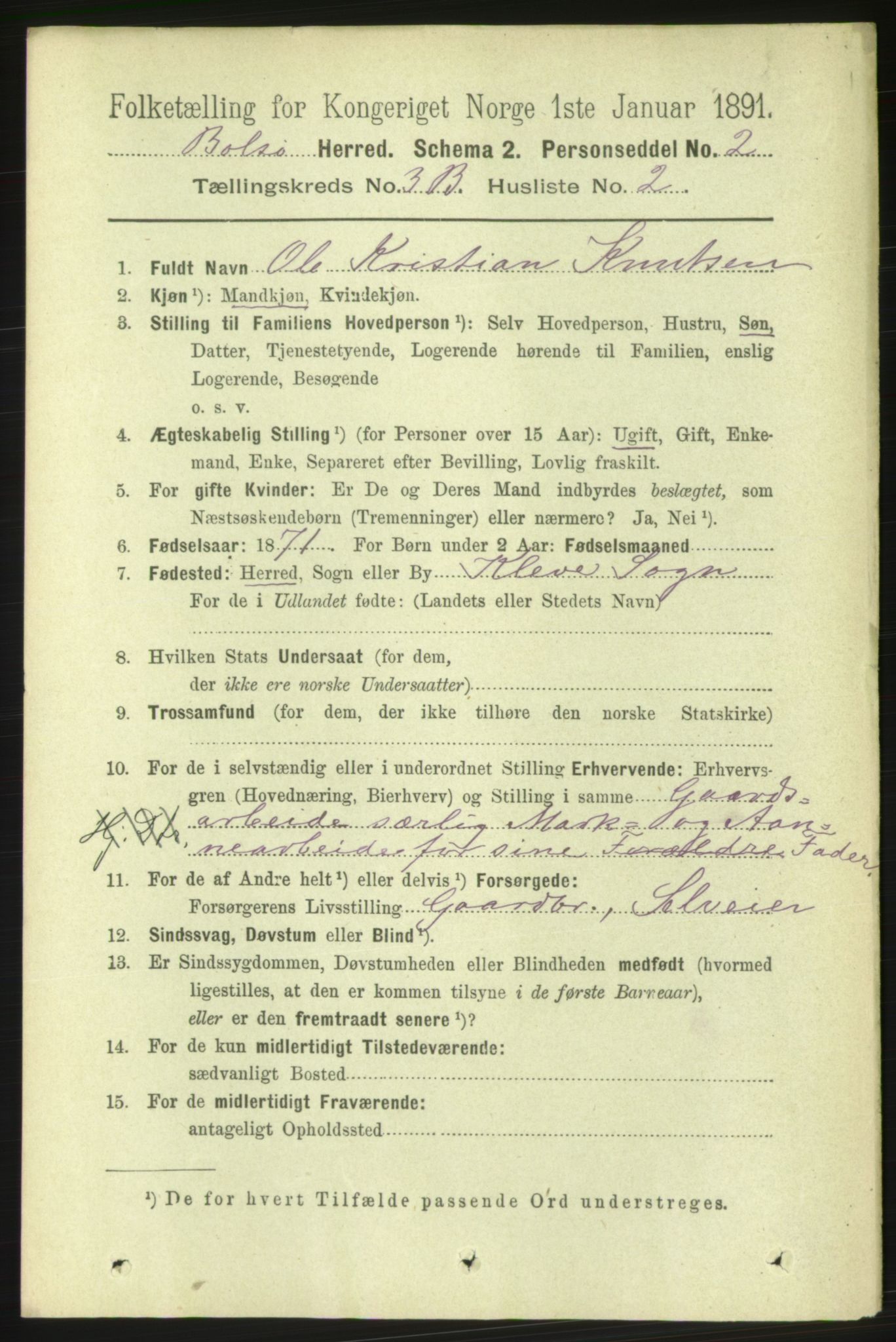 RA, 1891 census for 1544 Bolsøy, 1891, p. 2099