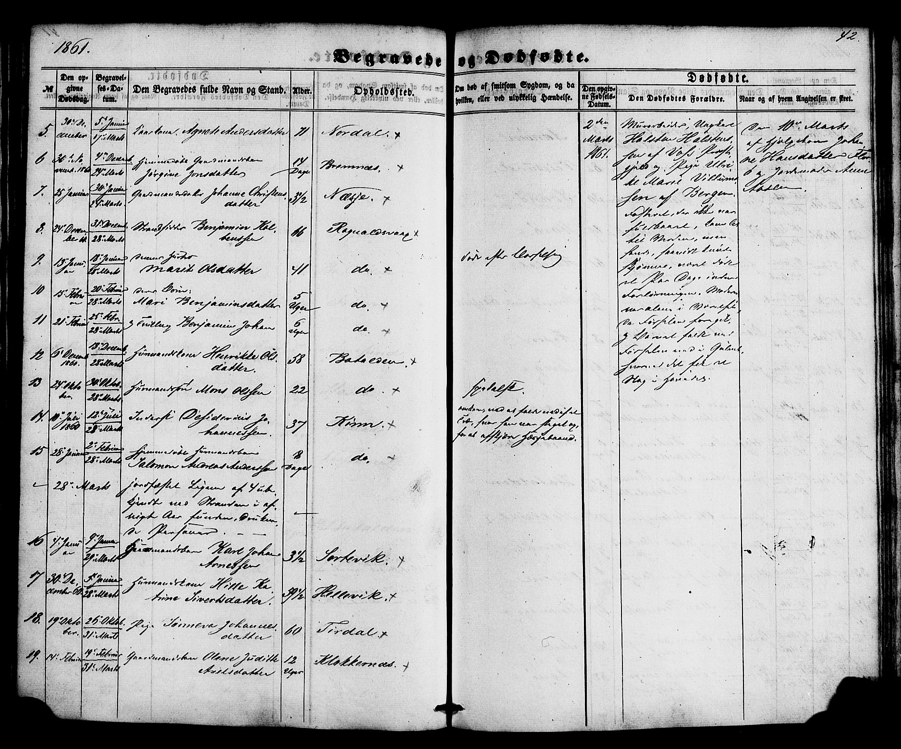 Kinn sokneprestembete, SAB/A-80801/H/Haa/Haaa/L0012: Parish register (official) no. A 12, 1855-1869, p. 42