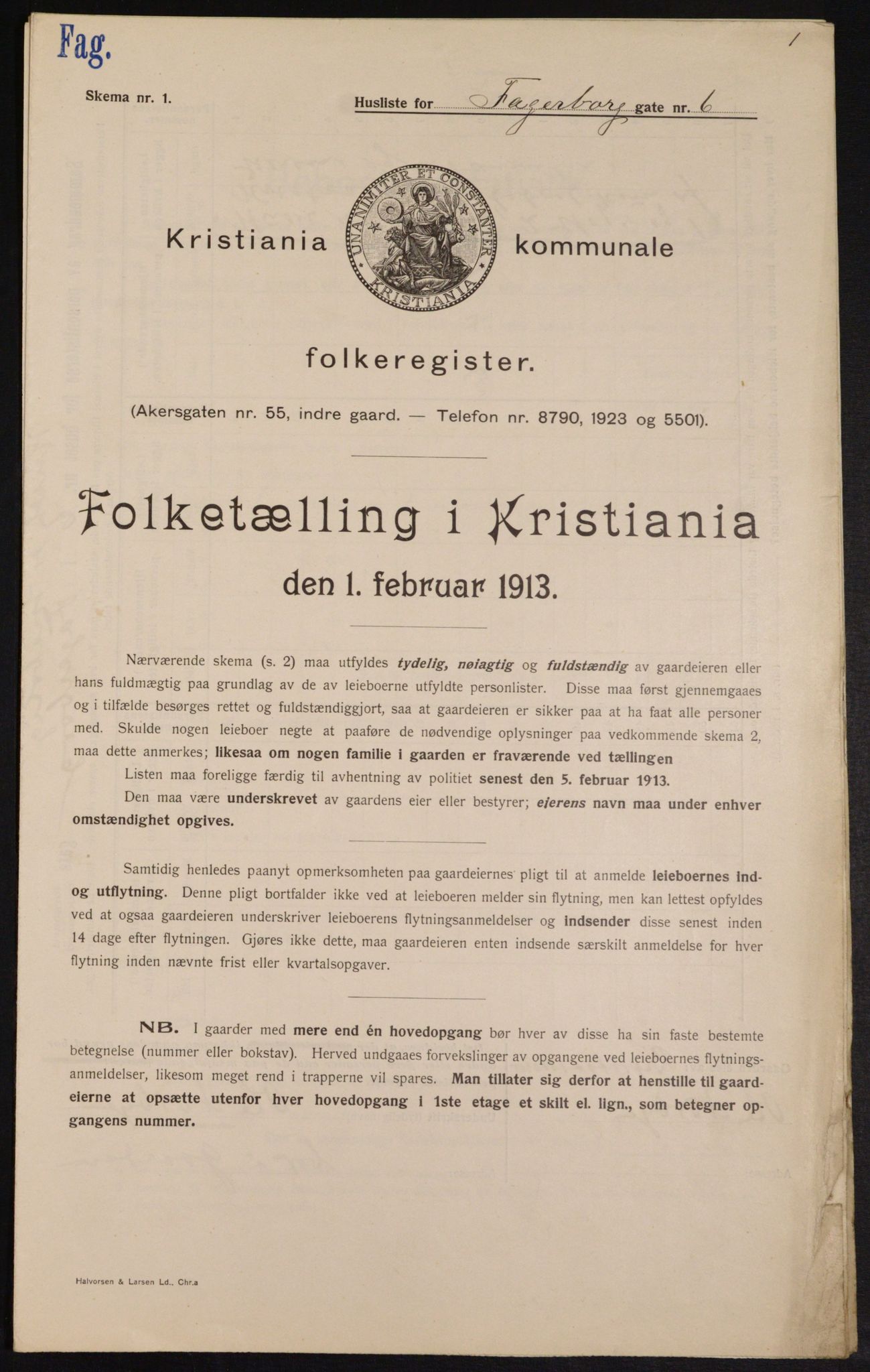 OBA, Municipal Census 1913 for Kristiania, 1913, p. 23051