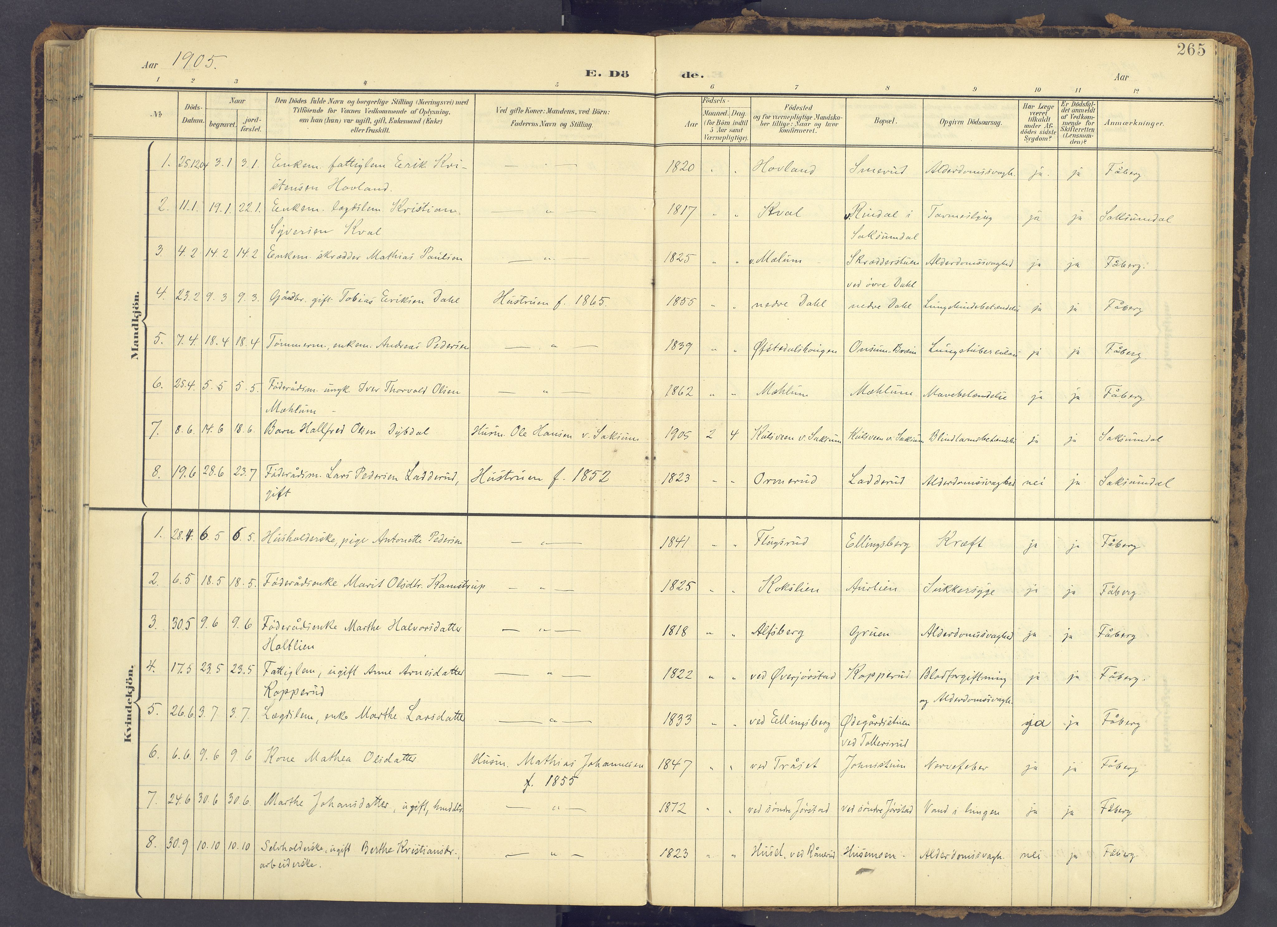 Fåberg prestekontor, AV/SAH-PREST-086/H/Ha/Haa/L0012: Parish register (official) no. 12, 1899-1915, p. 265