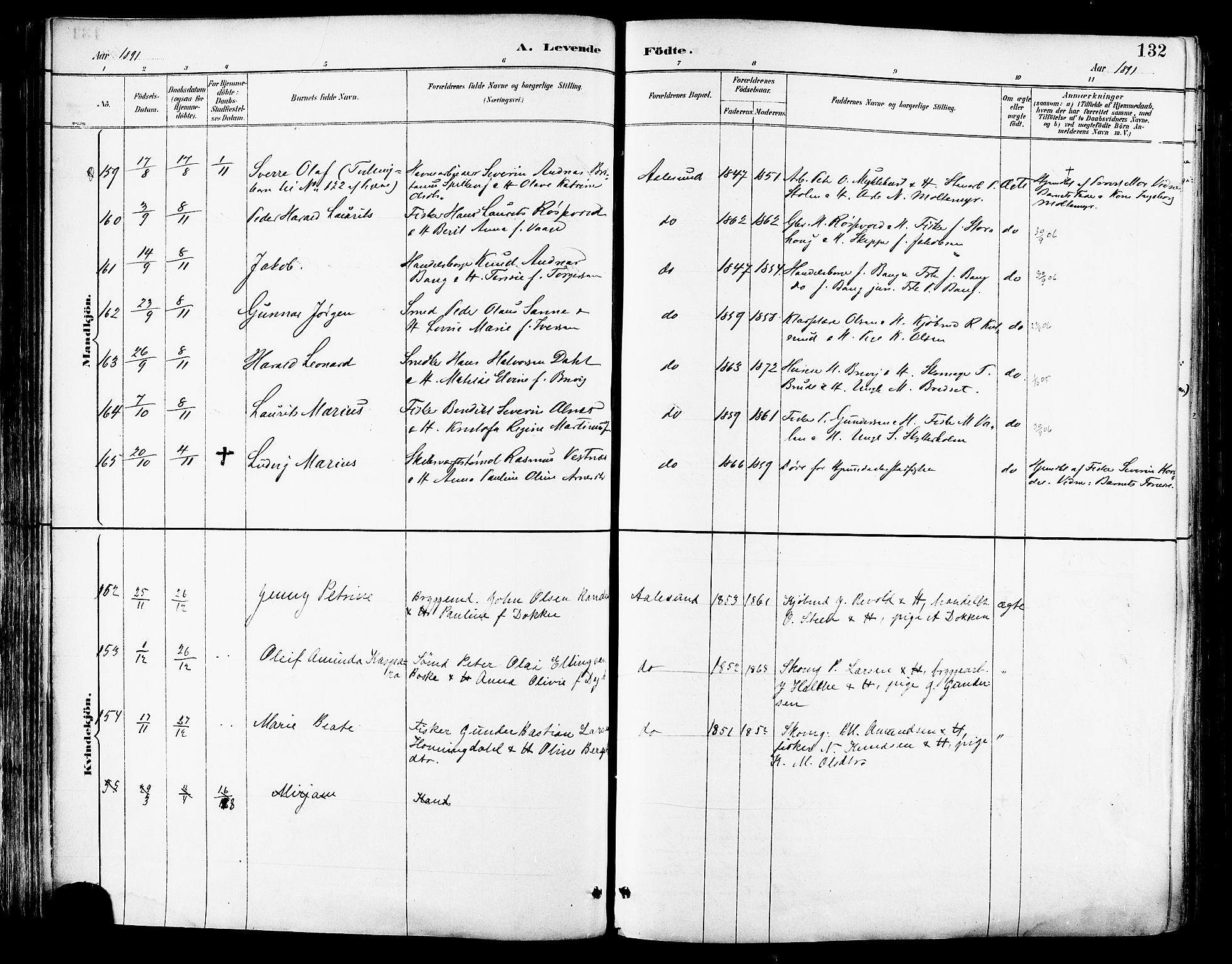 Ministerialprotokoller, klokkerbøker og fødselsregistre - Møre og Romsdal, AV/SAT-A-1454/529/L0455: Parish register (official) no. 529A05, 1885-1893, p. 132