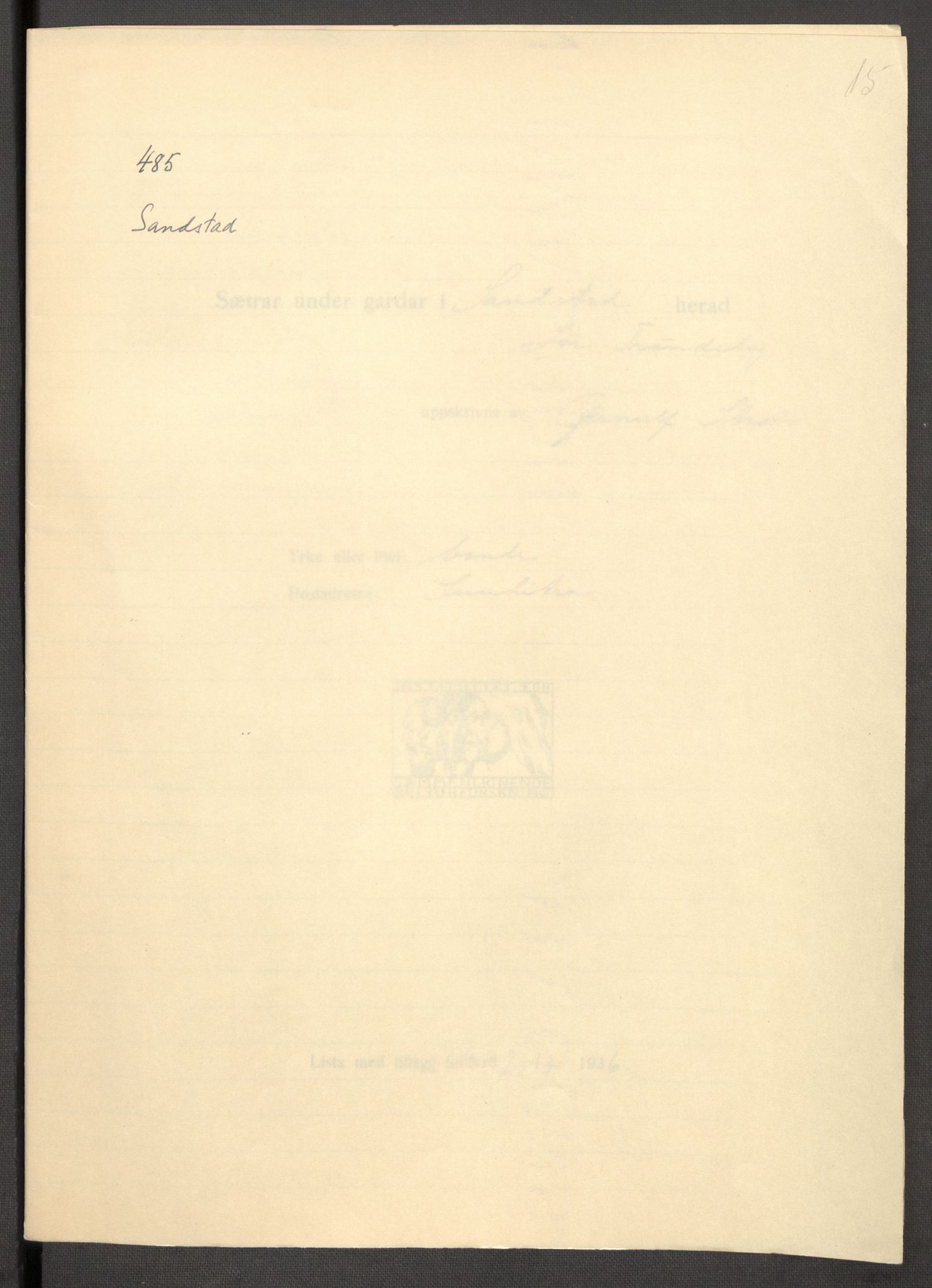 Instituttet for sammenlignende kulturforskning, RA/PA-0424/F/Fc/L0013/0004: Eske B13: / Sør-Trøndelag (perm XXXVIII), 1933-1936, p. 15