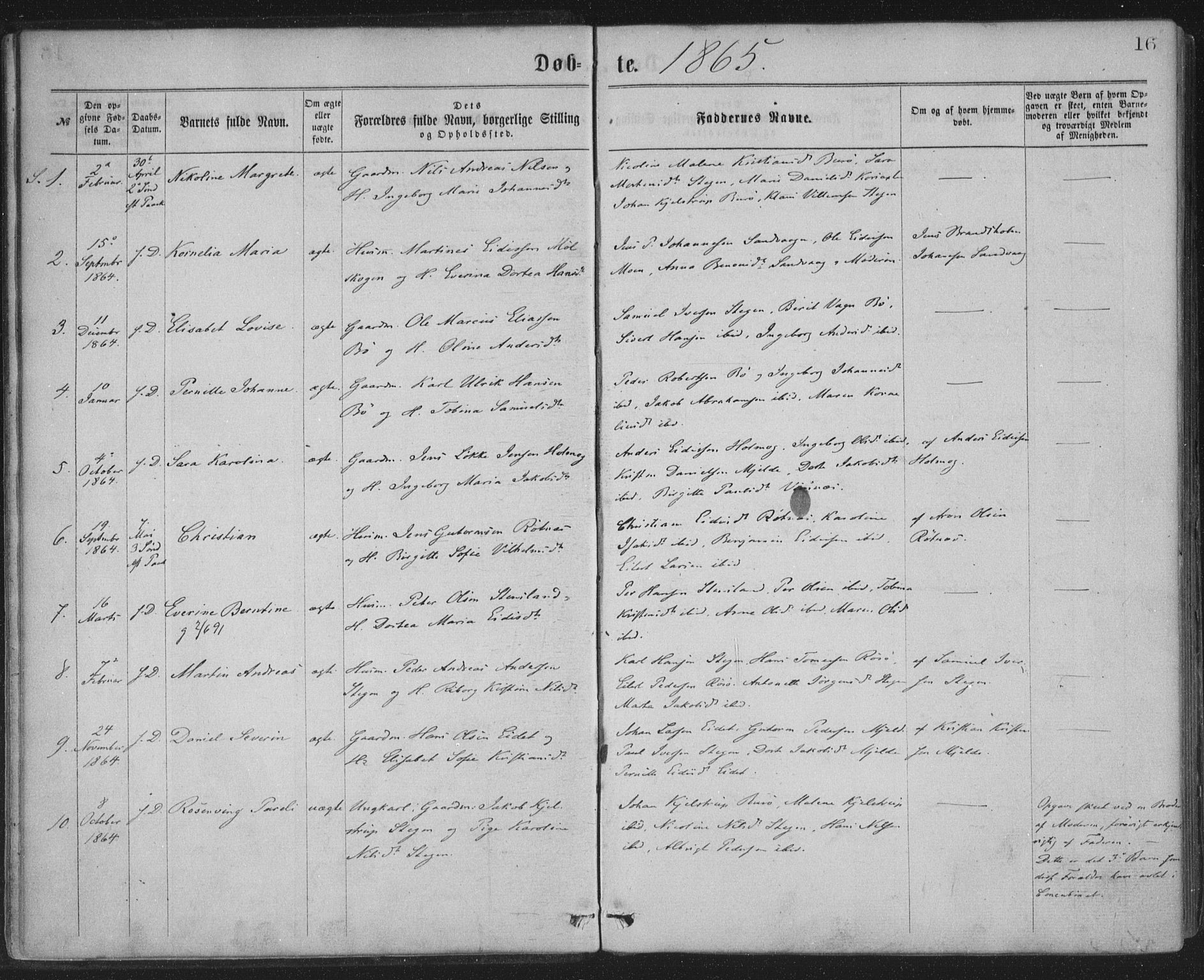 Ministerialprotokoller, klokkerbøker og fødselsregistre - Nordland, AV/SAT-A-1459/855/L0801: Parish register (official) no. 855A09, 1864-1874, p. 16