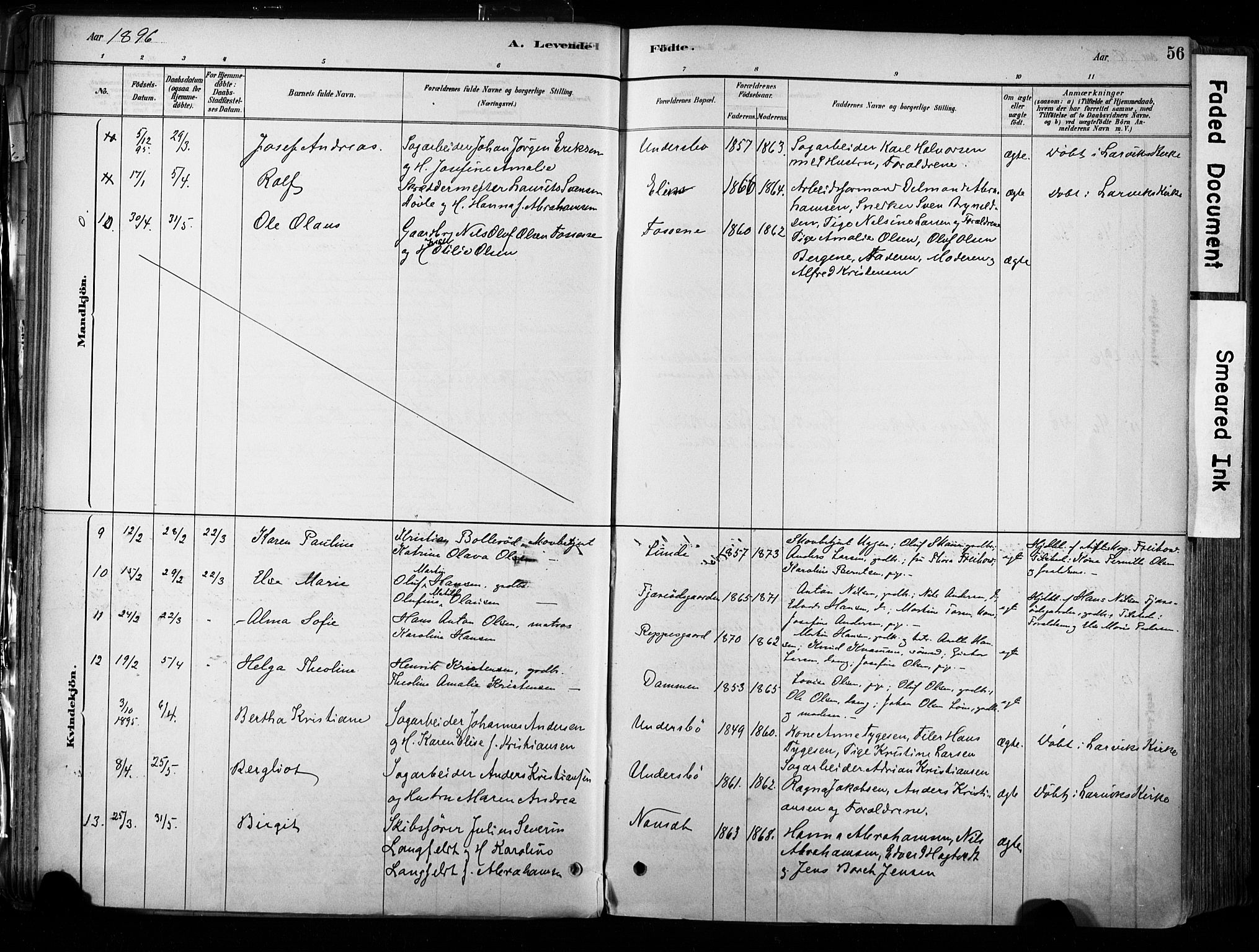Hedrum kirkebøker, AV/SAKO-A-344/F/Fa/L0009: Parish register (official) no. I 9, 1881-1903, p. 56