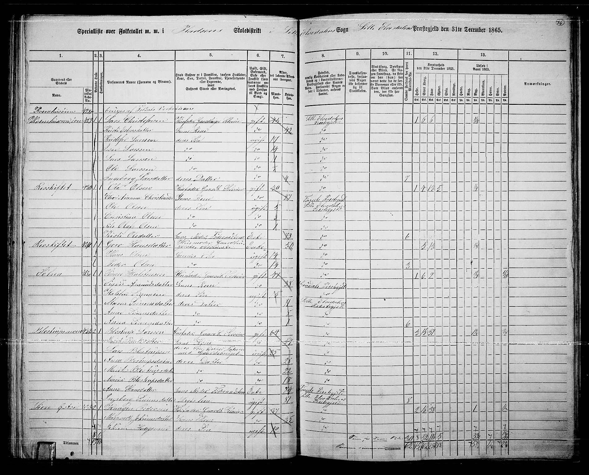 RA, 1865 census for Lille Elvedalen, 1865, p. 68