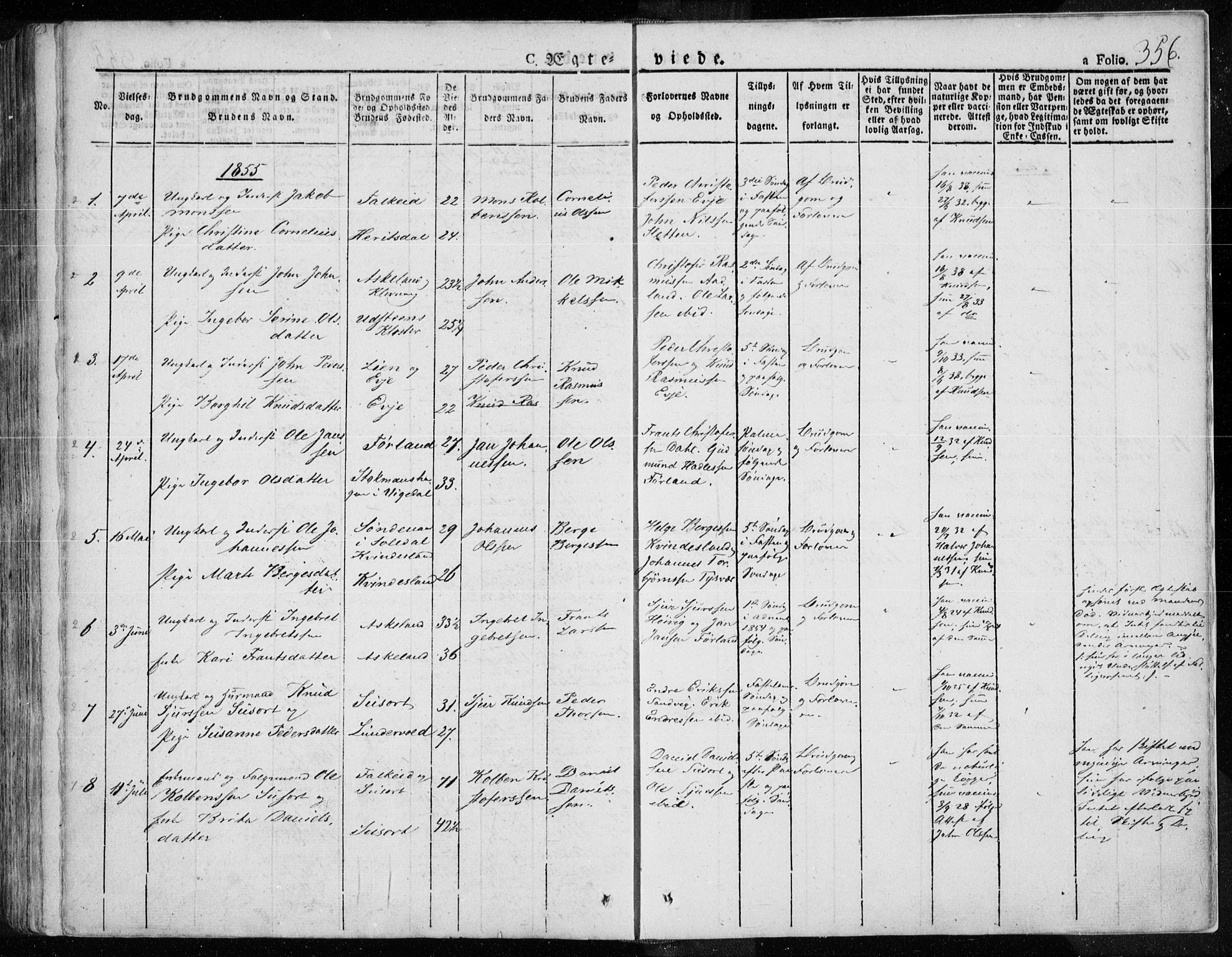 Tysvær sokneprestkontor, SAST/A -101864/H/Ha/Haa/L0001: Parish register (official) no. A 1.1, 1831-1856, p. 356