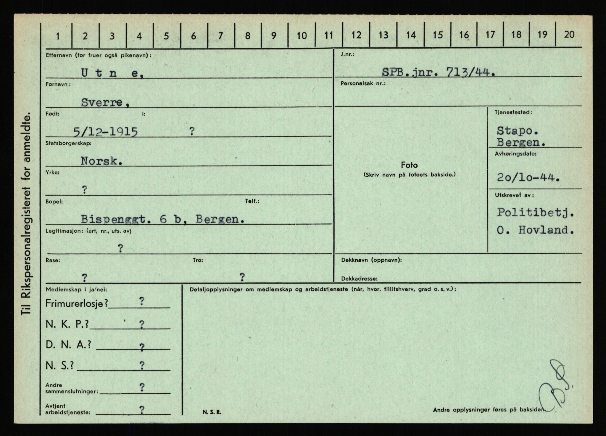 Statspolitiet - Hovedkontoret / Osloavdelingen, AV/RA-S-1329/C/Ca/L0016: Uberg - Øystese, 1943-1945, p. 393