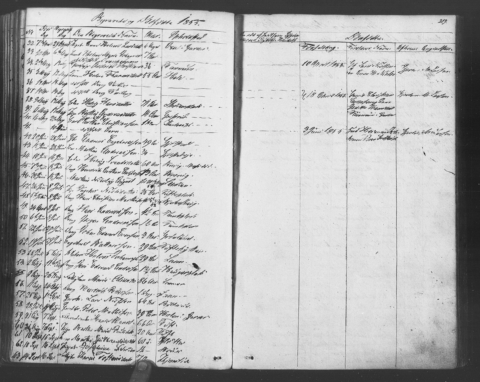 Vestby prestekontor Kirkebøker, SAO/A-10893/F/Fa/L0007: Parish register (official) no. I 7, 1850-1862, p. 219