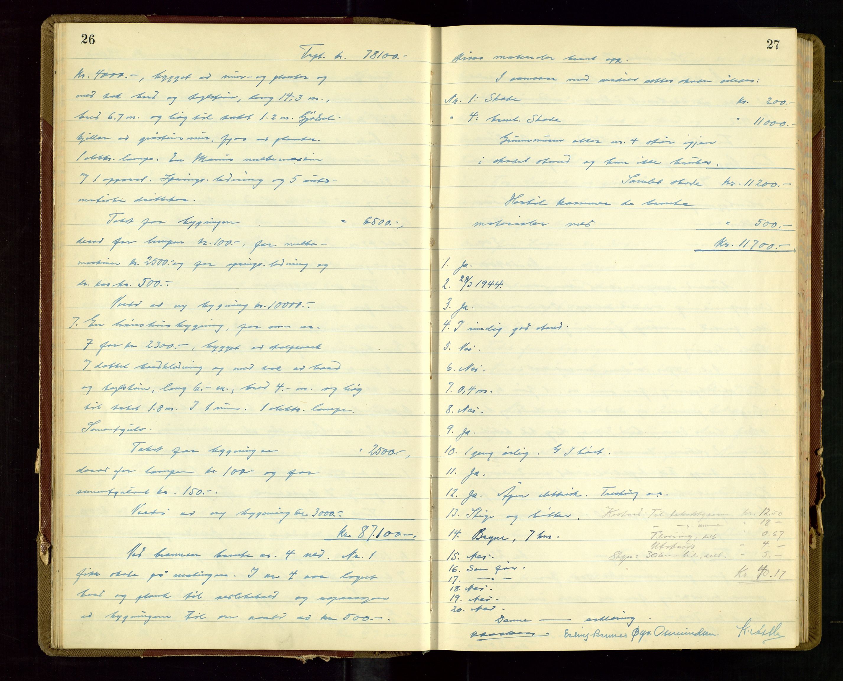 Klepp lensmannskontor, AV/SAST-A-100163/Gob/L0009: "Branntakstprotokoll", 1952-1955, p. 26-27