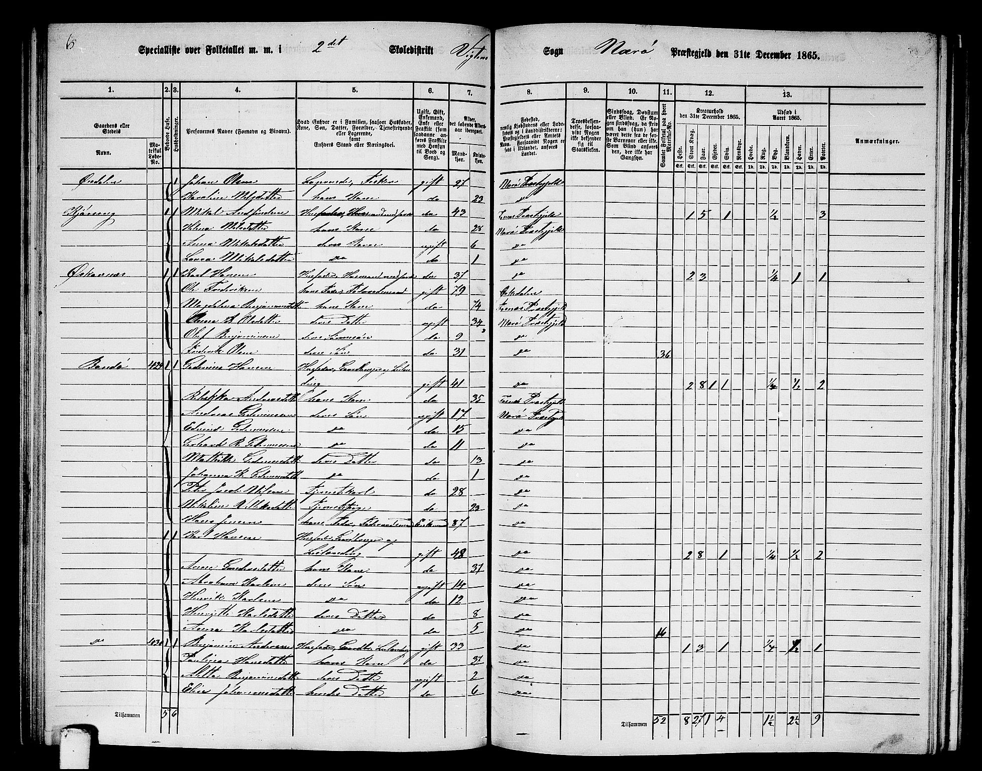 RA, 1865 census for Nærøy, 1865, p. 108