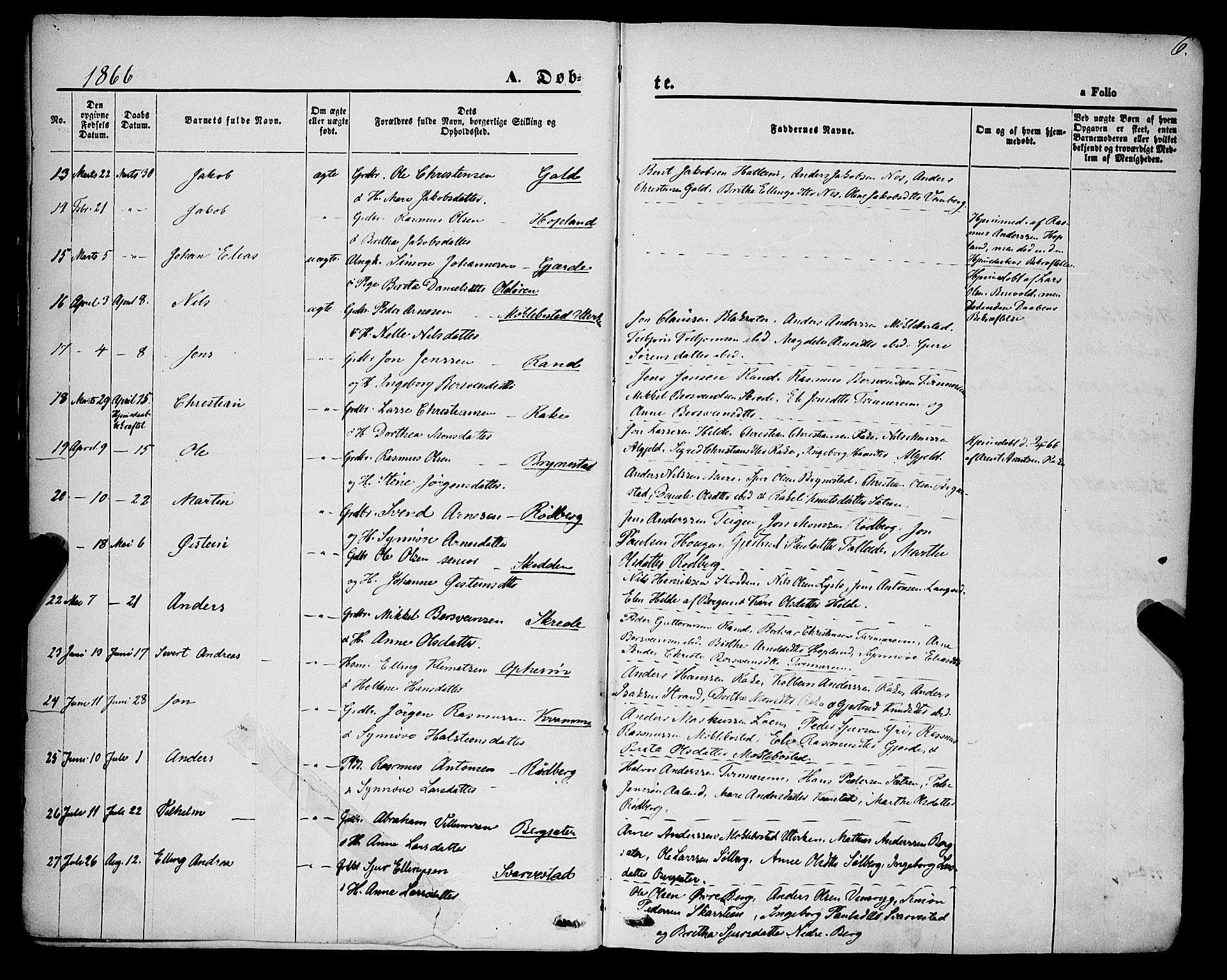 Innvik sokneprestembete, AV/SAB-A-80501: Parish register (official) no. A 6, 1865-1878, p. 6