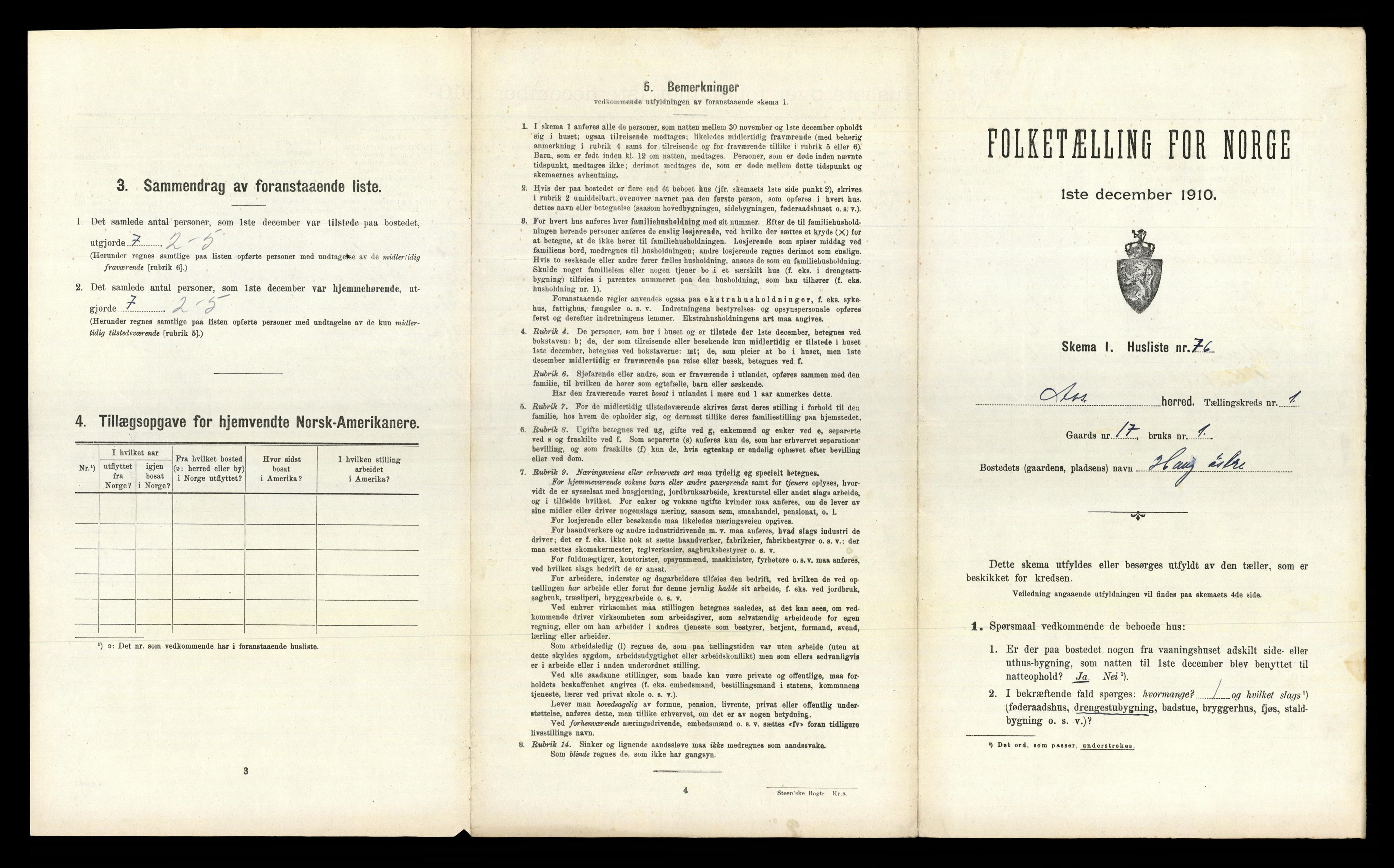 RA, 1910 census for Ås, 1910, p. 189