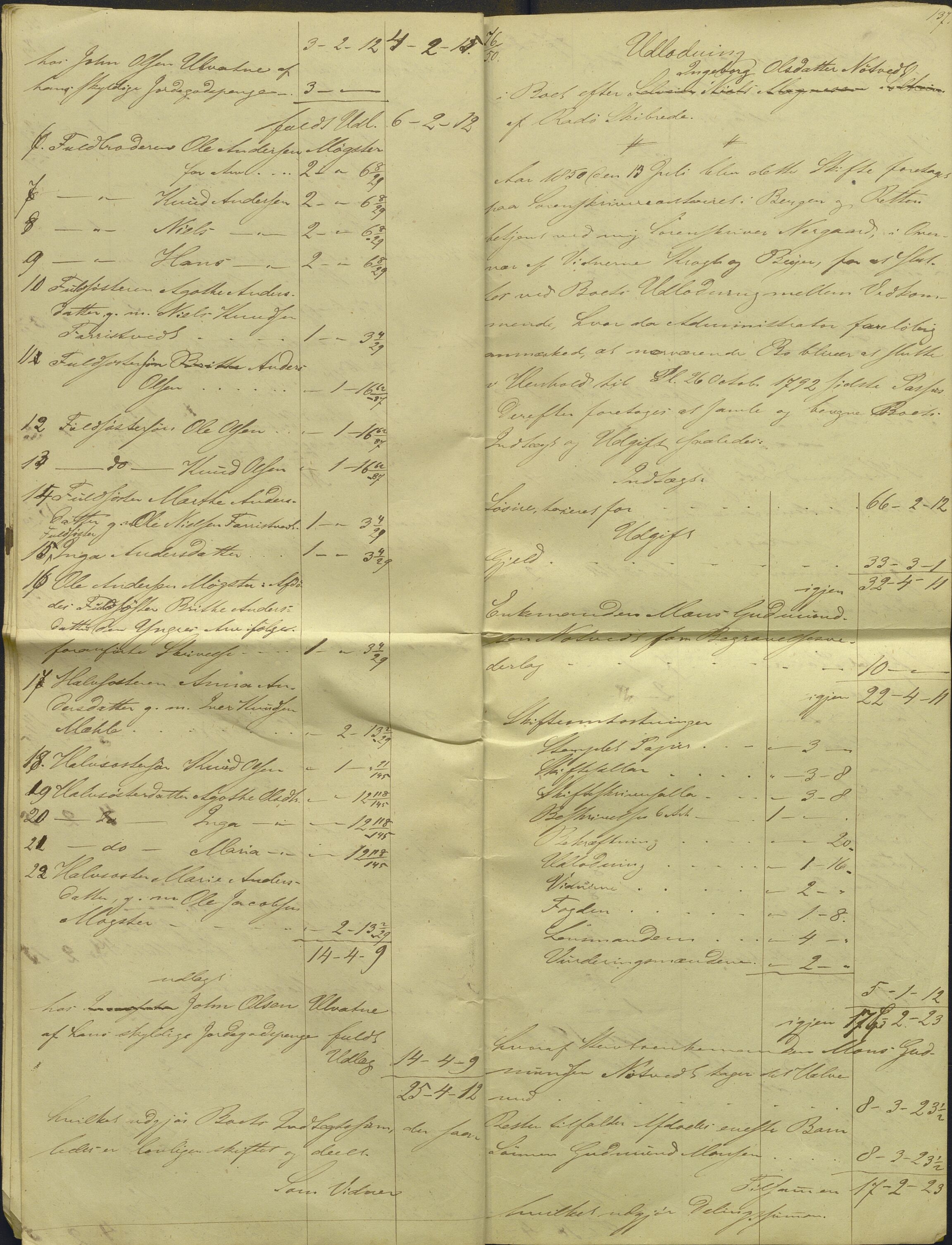 Nordhordland sorenskrivar, AV/SAB-A-2901/1/H/Hd/Hdb/L0001: Konsept til utlodningar, 1850-1852, p. 160