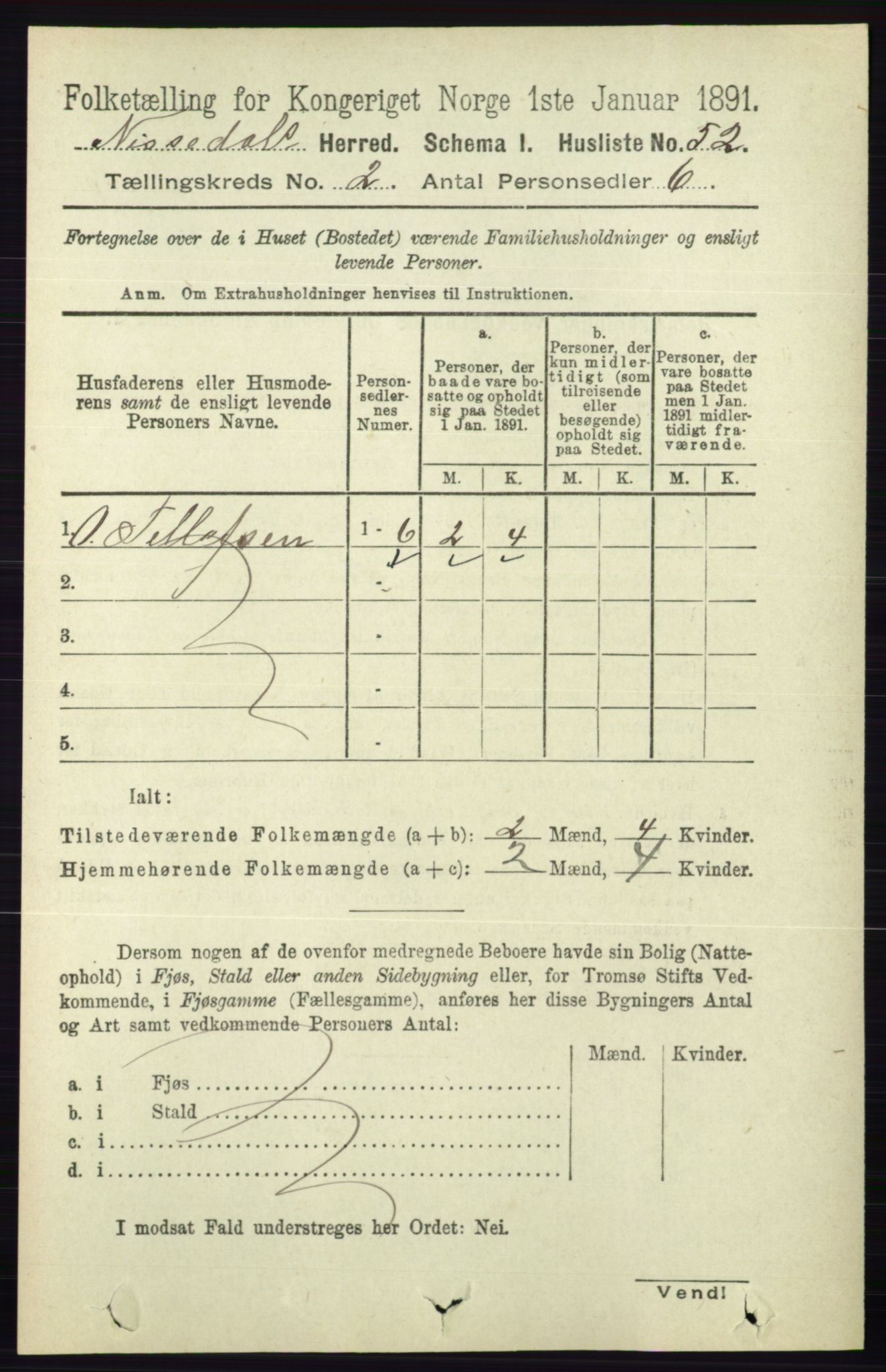 RA, 1891 census for 0830 Nissedal, 1891, p. 334