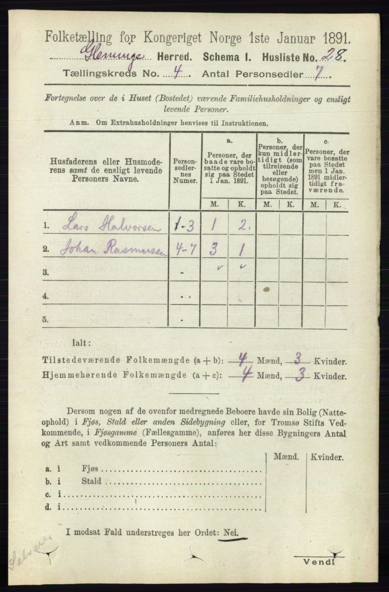 RA, 1891 census for 0132 Glemmen, 1891, p. 4762