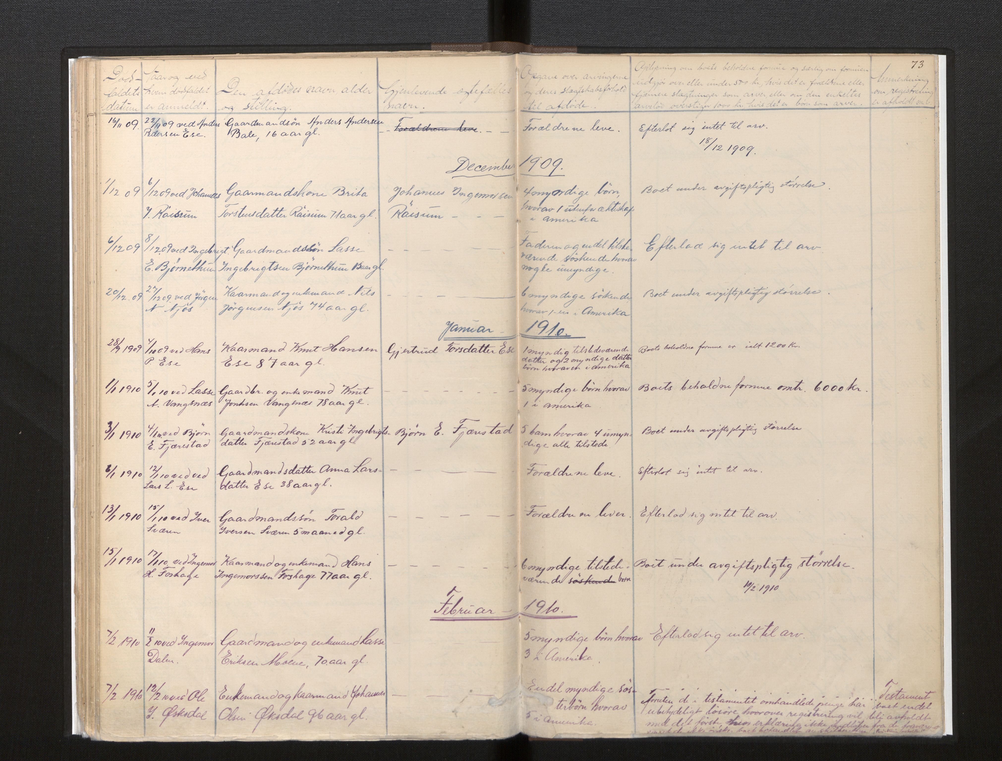 Lensmannen i Leikanger, AV/SAB-A-29201/0006/L0008: Dødsfallprotokoll, 1886-1911, p. 73