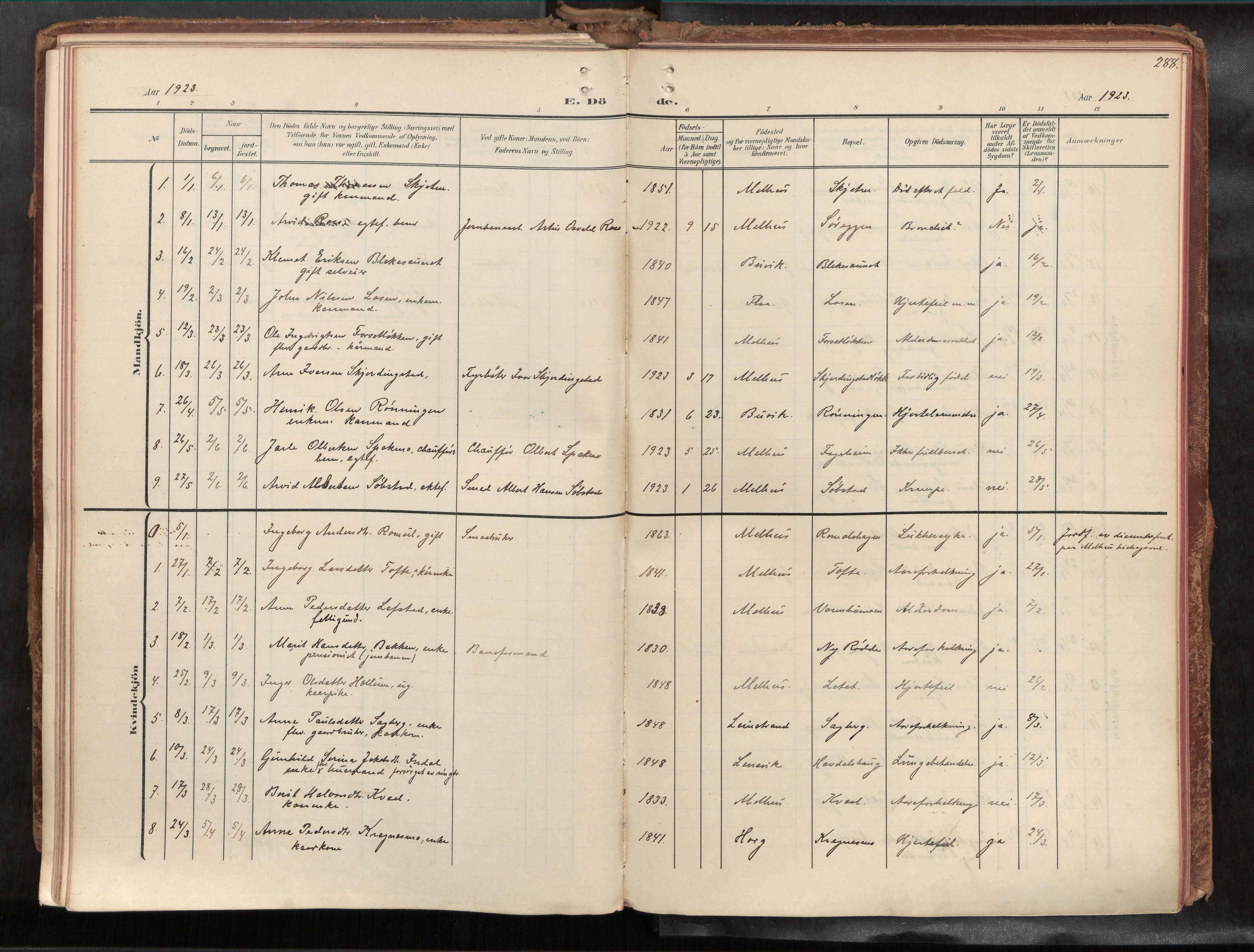 Ministerialprotokoller, klokkerbøker og fødselsregistre - Sør-Trøndelag, SAT/A-1456/691/L1085b: Parish register (official) no. 691A18, 1908-1930, p. 288