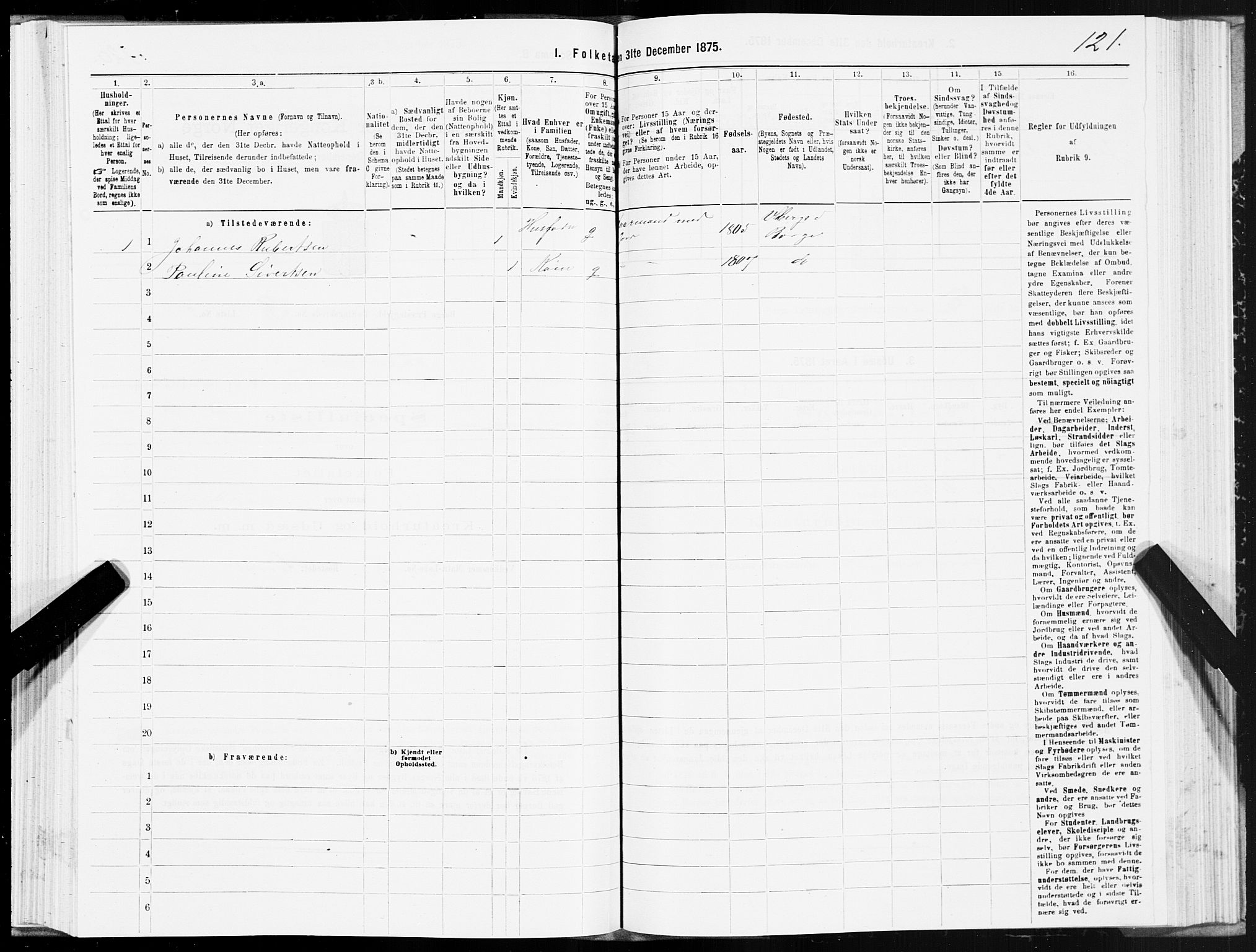 SAT, 1875 census for 1862P Borge, 1875, p. 2121