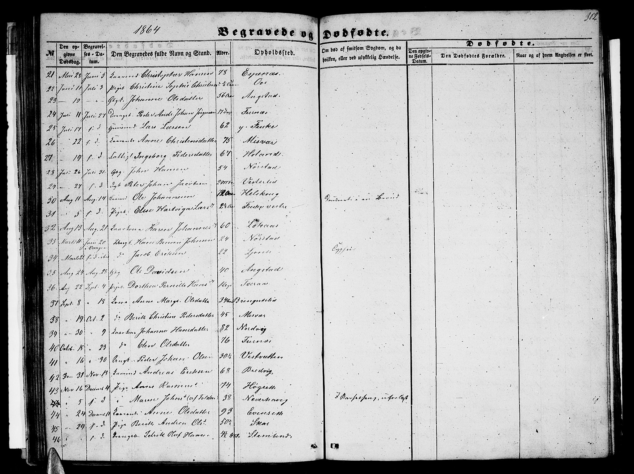 Ministerialprotokoller, klokkerbøker og fødselsregistre - Nordland, AV/SAT-A-1459/852/L0753: Parish register (copy) no. 852C04, 1856-1877, p. 302