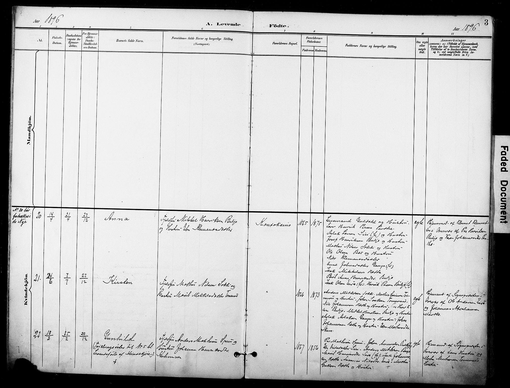 Kautokeino sokneprestembete, AV/SATØ-S-1340/H/Ha/L0005.kirke: Parish register (official) no. 5, 1896-1916, p. 3