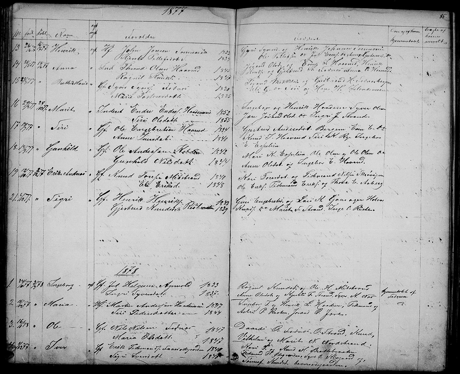 Nord-Aurdal prestekontor, SAH/PREST-132/H/Ha/Hab/L0003: Parish register (copy) no. 3, 1842-1882, p. 85