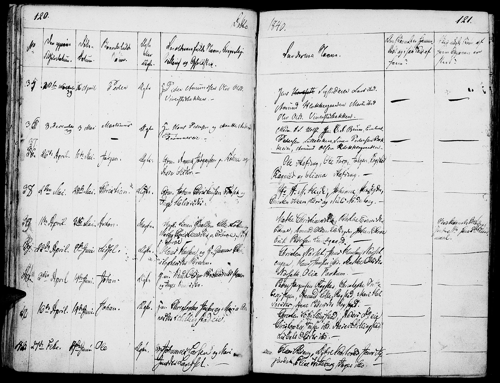 Løten prestekontor, AV/SAH-PREST-022/K/Ka/L0006: Parish register (official) no. 6, 1832-1849, p. 120-121