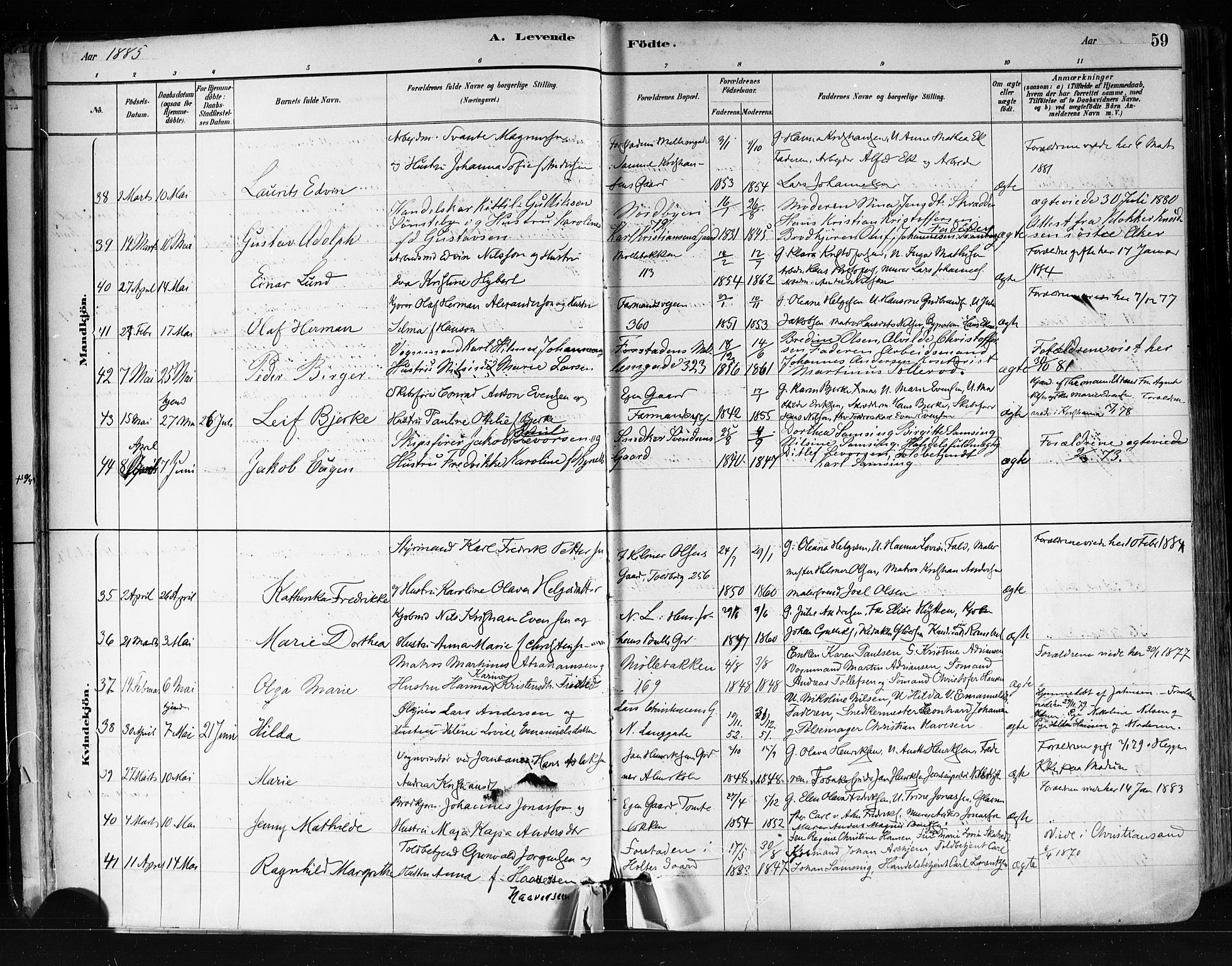 Tønsberg kirkebøker, AV/SAKO-A-330/F/Fa/L0011: Parish register (official) no. I 11, 1881-1890, p. 59