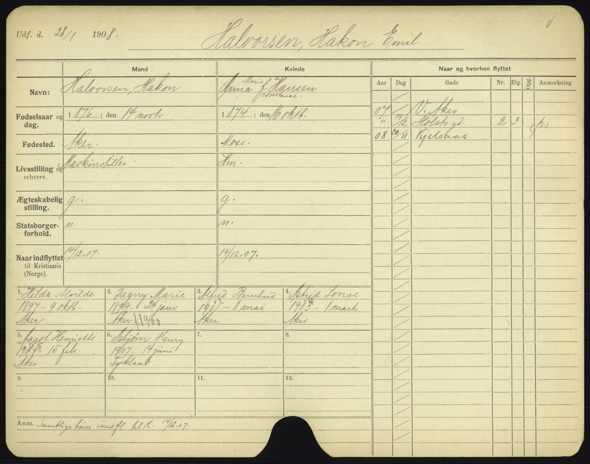 Oslo folkeregister, Registerkort, AV/SAO-A-11715/F/Fa/Fac/L0003: Menn, 1906-1914, p. 1100a