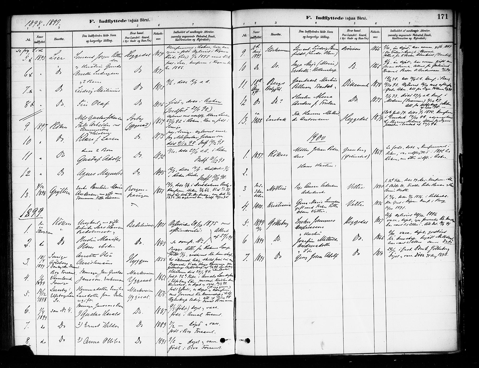 Asker prestekontor Kirkebøker, SAO/A-10256a/F/Fa/L0014: Parish register (official) no. I 14, 1879-1900, p. 171
