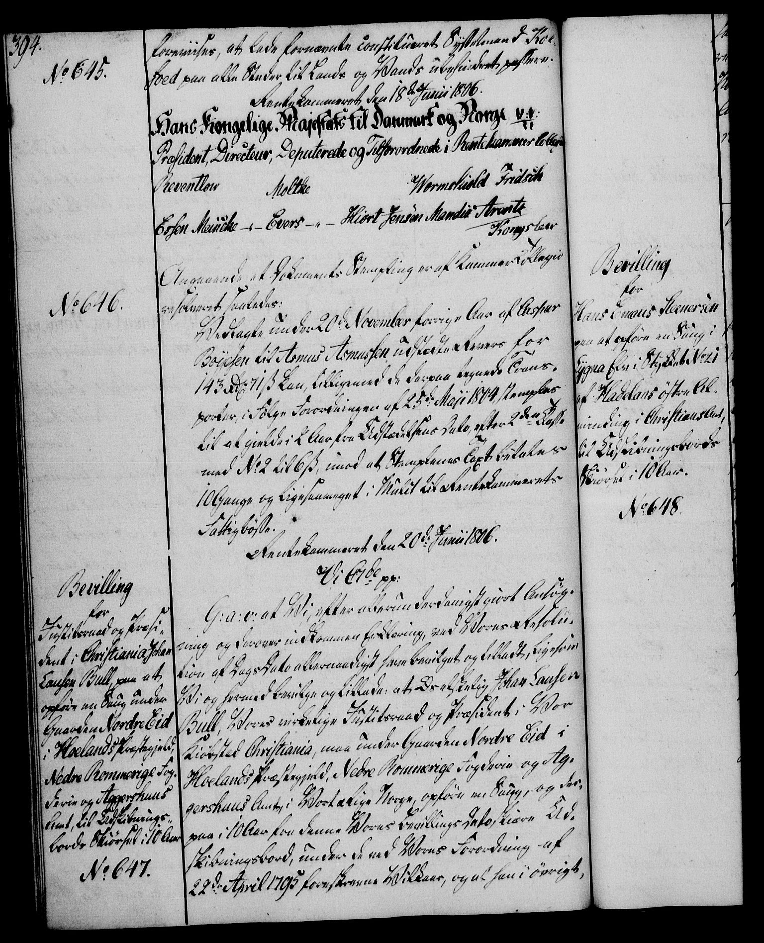 Rentekammeret, Kammerkanselliet, AV/RA-EA-3111/G/Gg/Gga/L0018: Norsk ekspedisjonsprotokoll med register (merket RK 53.18), 1804-1806, p. 394