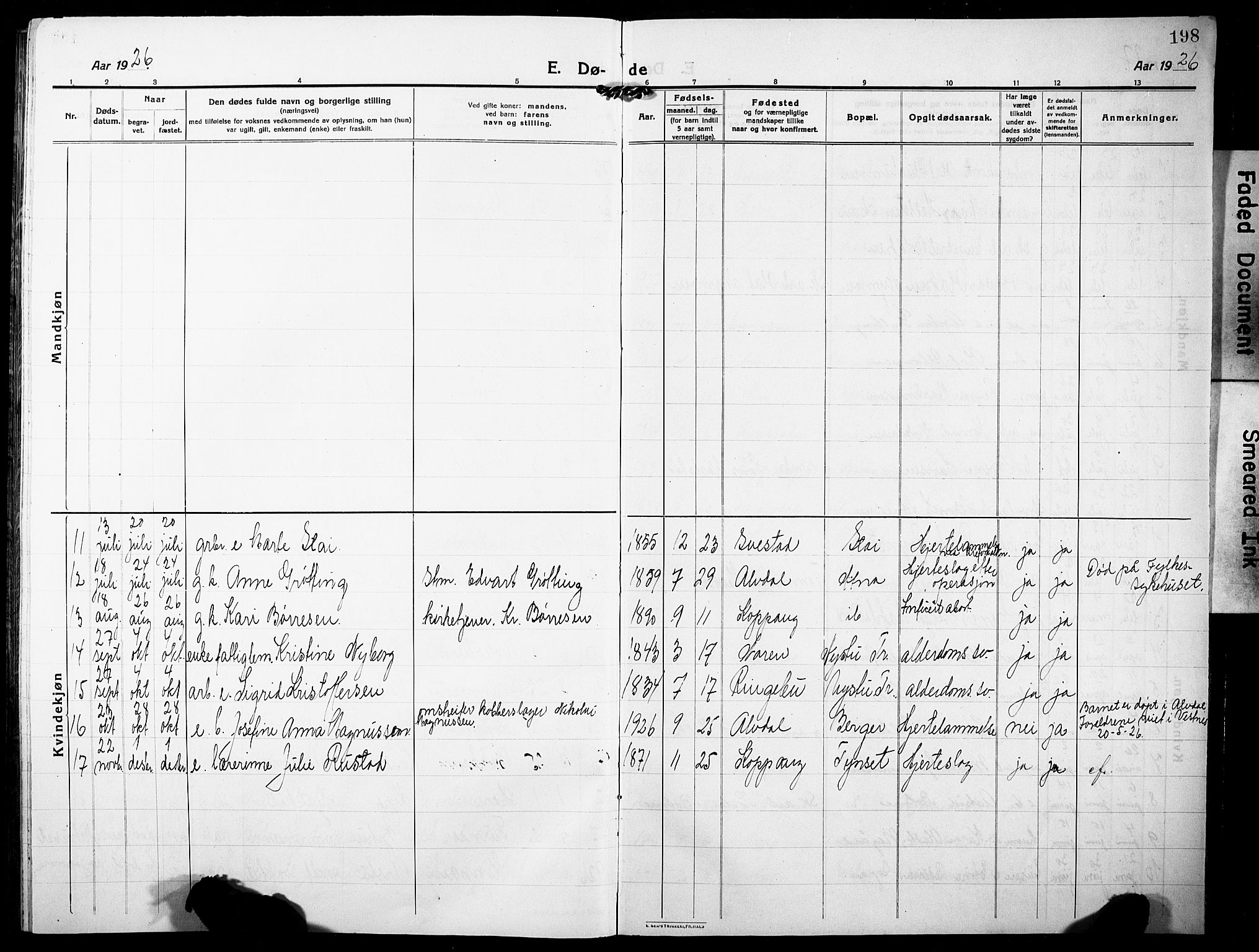 Stor-Elvdal prestekontor, AV/SAH-PREST-052/H/Ha/Hab/L0005: Parish register (copy) no. 5, 1913-1932, p. 198