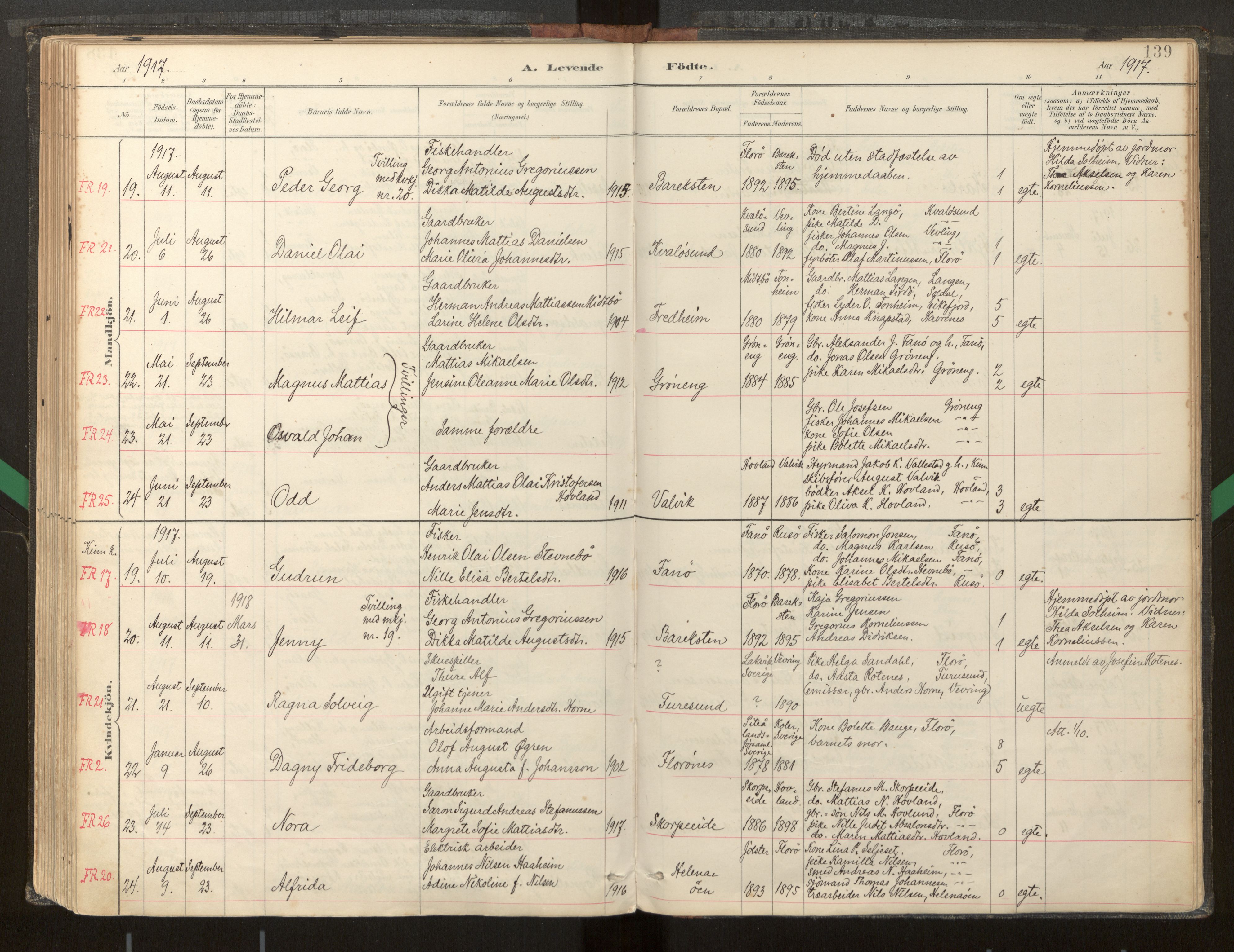 Kinn sokneprestembete, AV/SAB-A-80801/H/Haa/Haab/L0001: Parish register (official) no. B 1, 1886-1921, p. 139