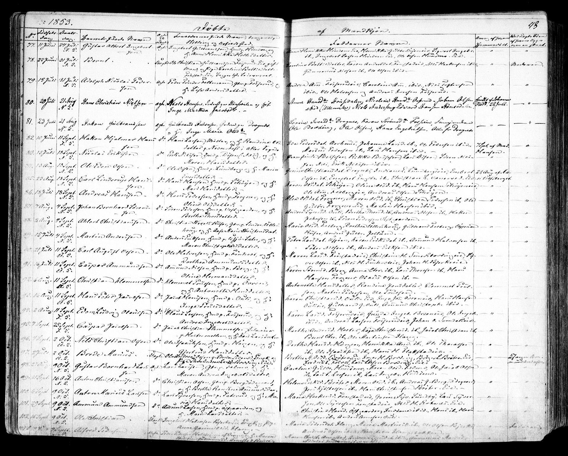 Nes prestekontor Kirkebøker, SAO/A-10410/F/Fa/L0007: Parish register (official) no. I 7, 1846-1858, p. 43