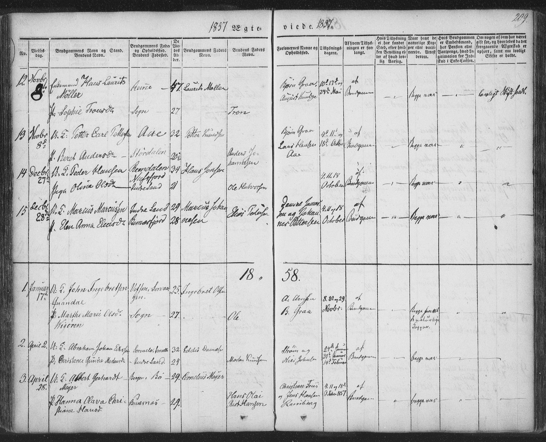 Ministerialprotokoller, klokkerbøker og fødselsregistre - Nordland, AV/SAT-A-1459/885/L1202: Parish register (official) no. 885A03, 1838-1859, p. 209