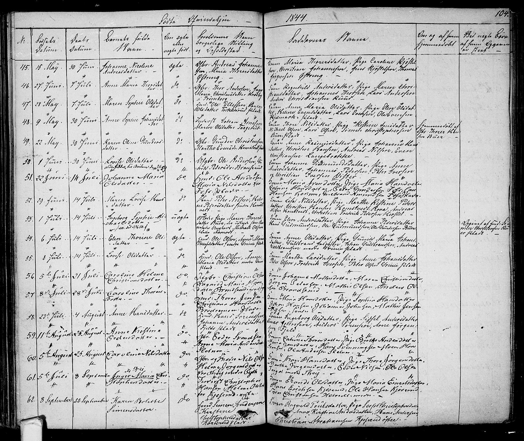 Eidsberg prestekontor Kirkebøker, AV/SAO-A-10905/F/Fa/L0008: Parish register (official) no. I 8, 1832-1848, p. 104