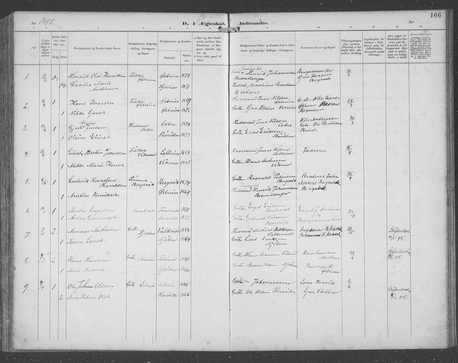 Lindås Sokneprestembete, SAB/A-76701/H/Hab: Parish register (copy) no. C 4, 1894-1910, p. 166