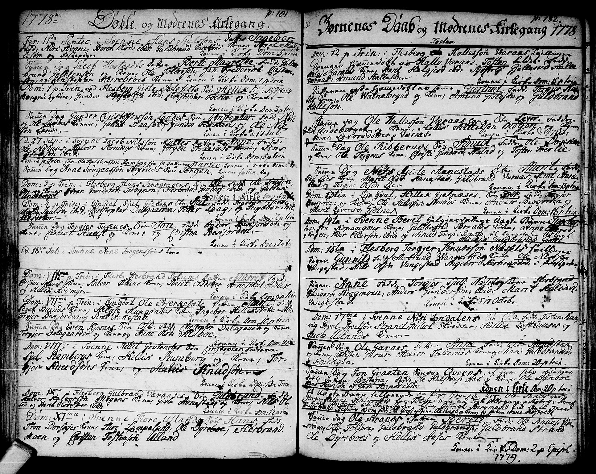 Flesberg kirkebøker, AV/SAKO-A-18/F/Fa/L0003: Parish register (official) no. I 3, 1748-1790, p. 181-182