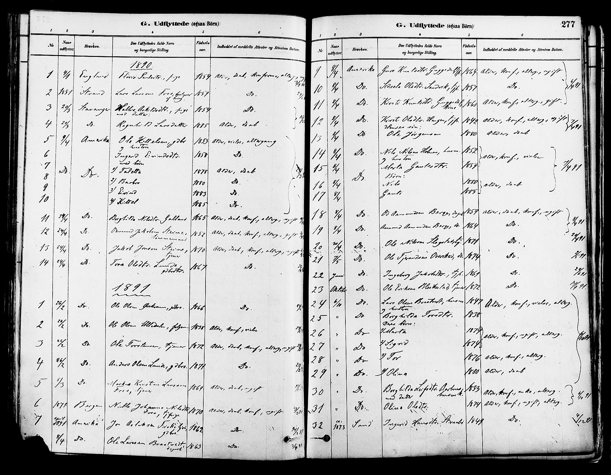 Suldal sokneprestkontor, SAST/A-101845/01/IV/L0011: Parish register (official) no. A 11, 1878-1900, p. 277