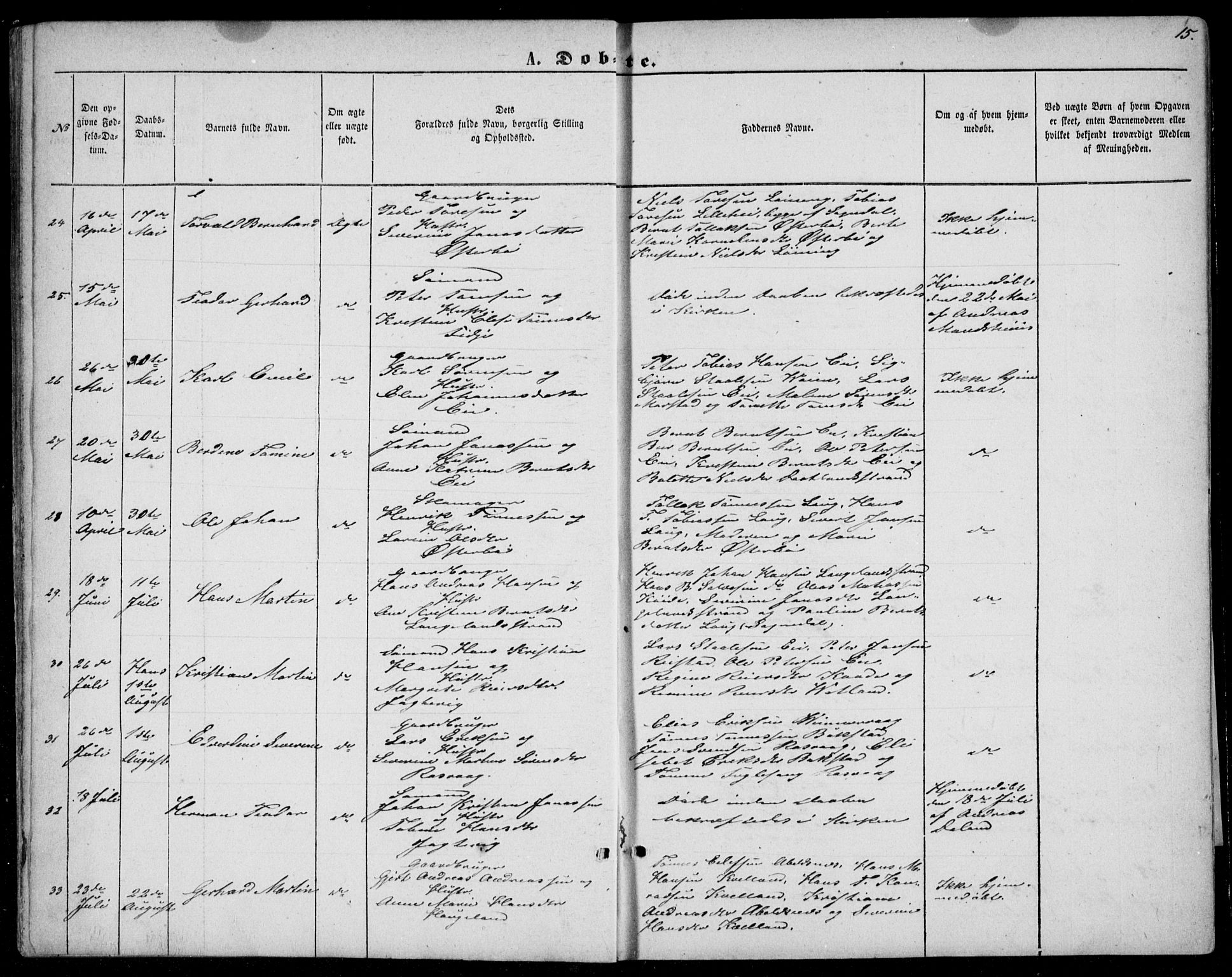 Flekkefjord sokneprestkontor, AV/SAK-1111-0012/F/Fb/Fbb/L0003: Parish register (copy) no. B 3, 1867-1889, p. 15