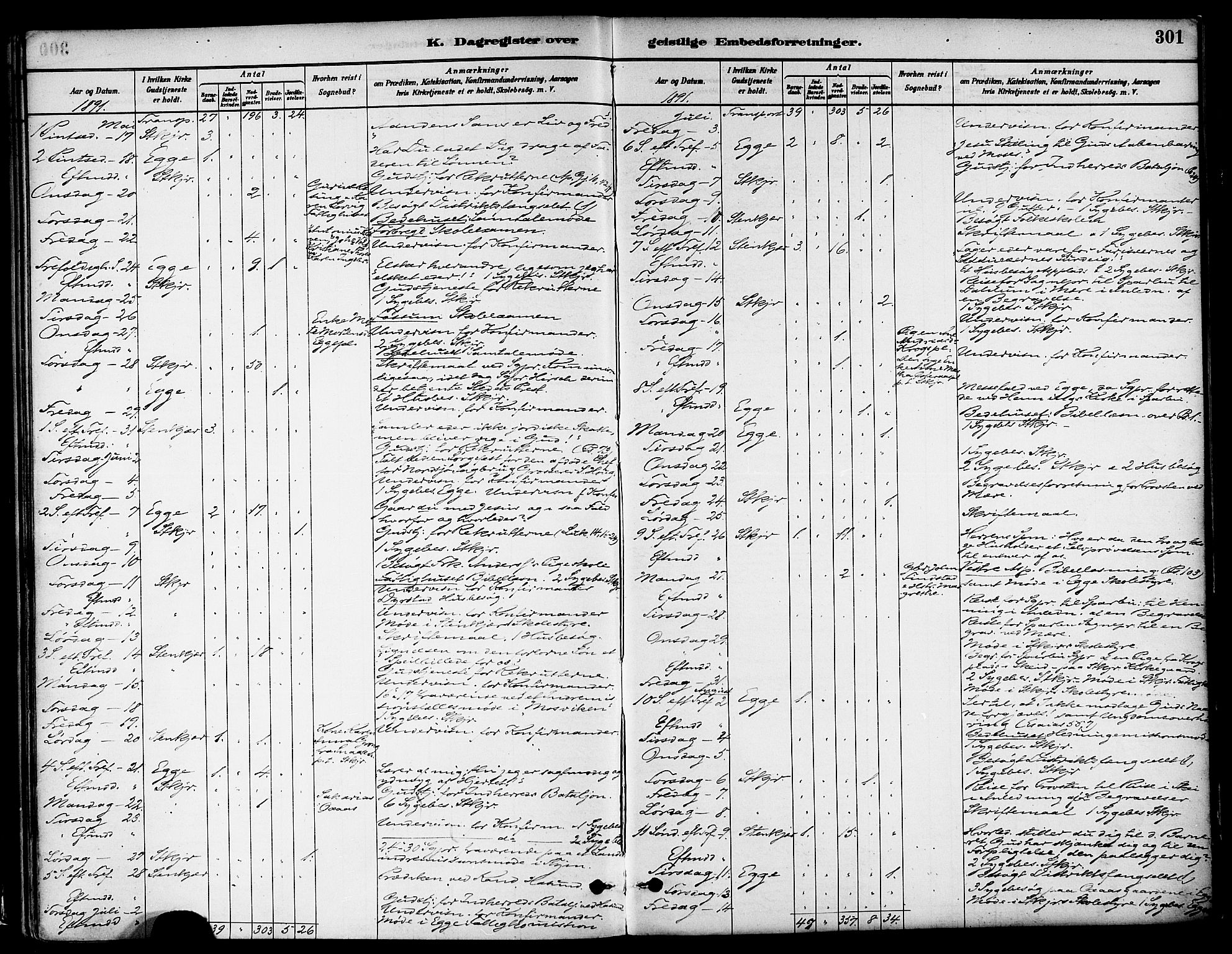 Ministerialprotokoller, klokkerbøker og fødselsregistre - Nord-Trøndelag, AV/SAT-A-1458/739/L0371: Parish register (official) no. 739A03, 1881-1895, p. 301