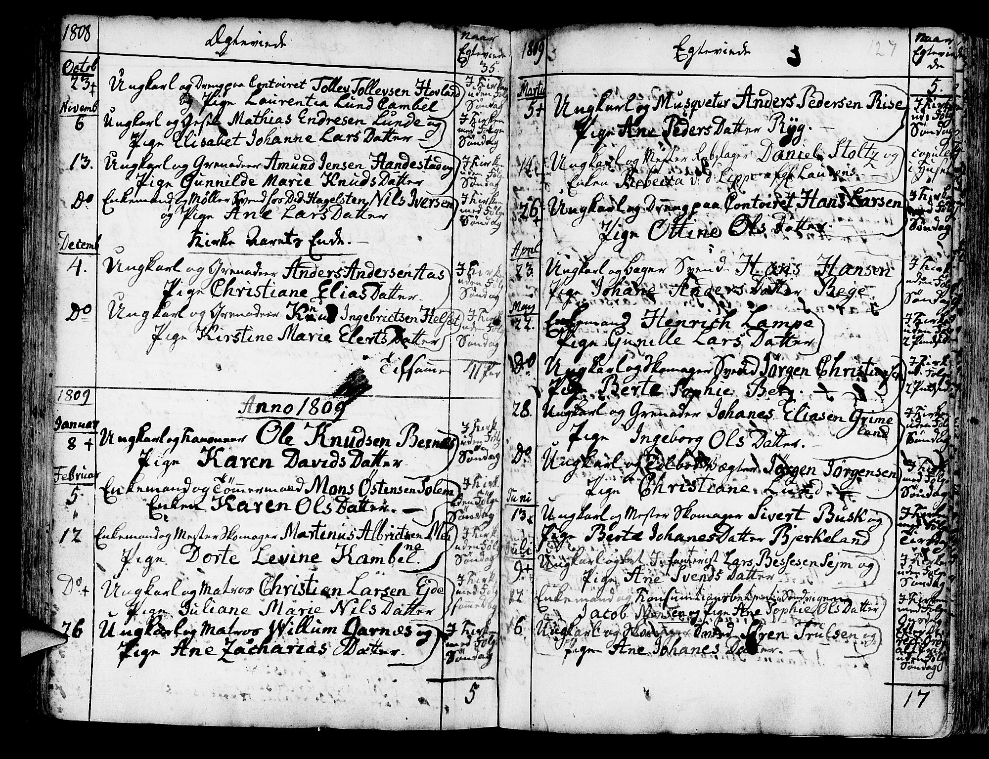 Korskirken sokneprestembete, SAB/A-76101/H/Haa/L0009: Parish register (official) no. A 9, 1743-1861, p. 127
