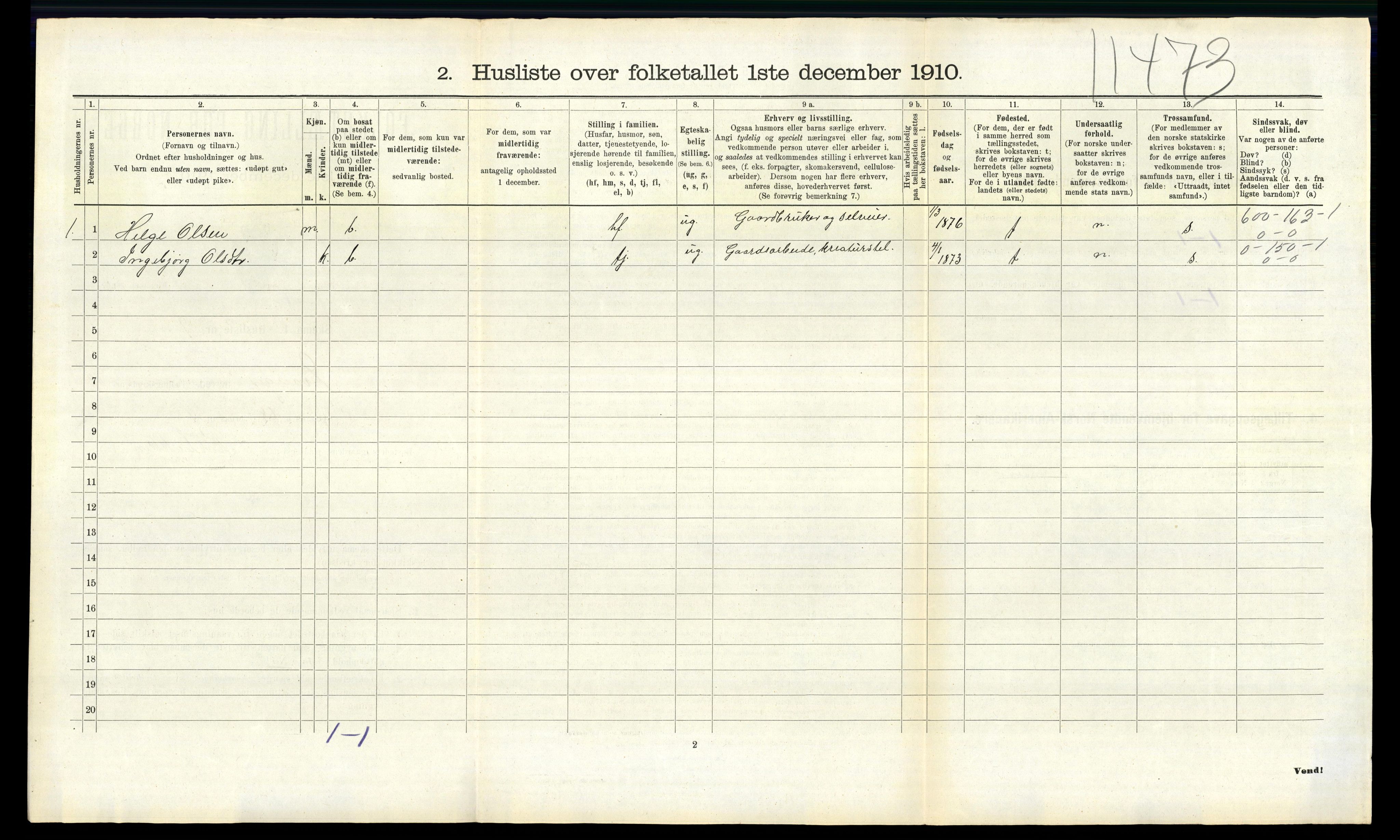 RA, 1910 census for Evanger, 1910, p. 638