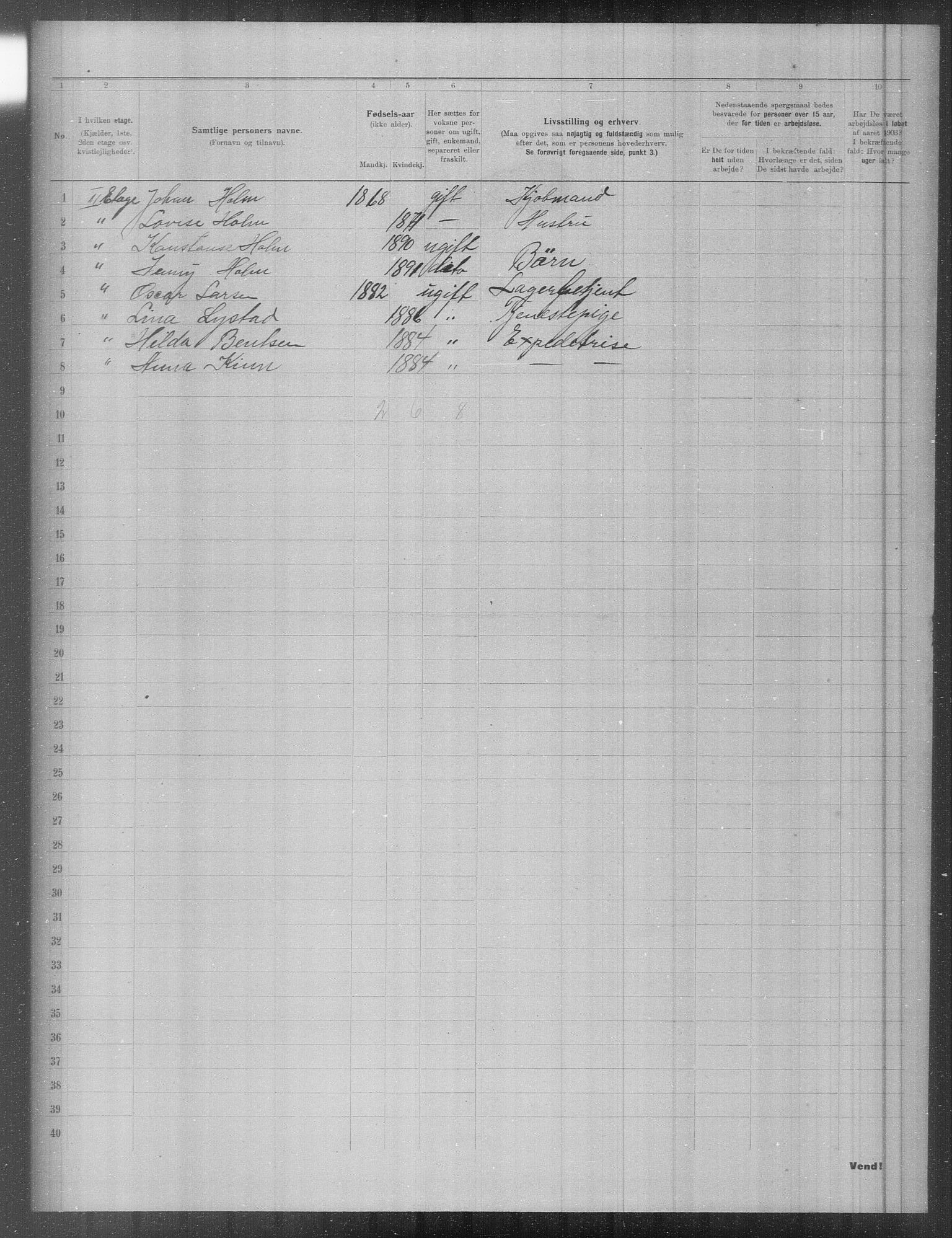 OBA, Municipal Census 1903 for Kristiania, 1903, p. 2319