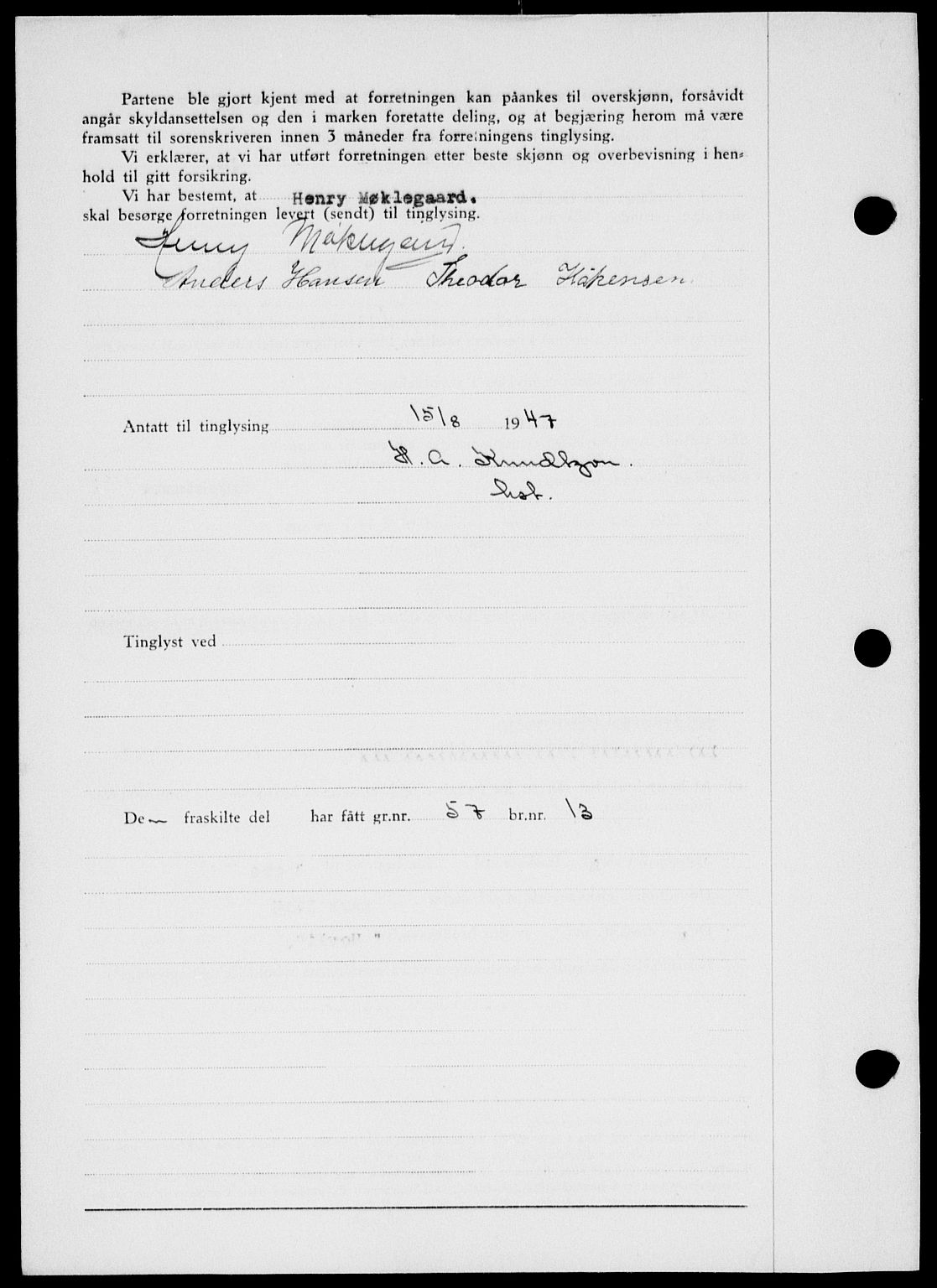 Onsøy sorenskriveri, SAO/A-10474/G/Ga/Gab/L0021: Mortgage book no. II A-21, 1947-1947, Diary no: : 2143/1947