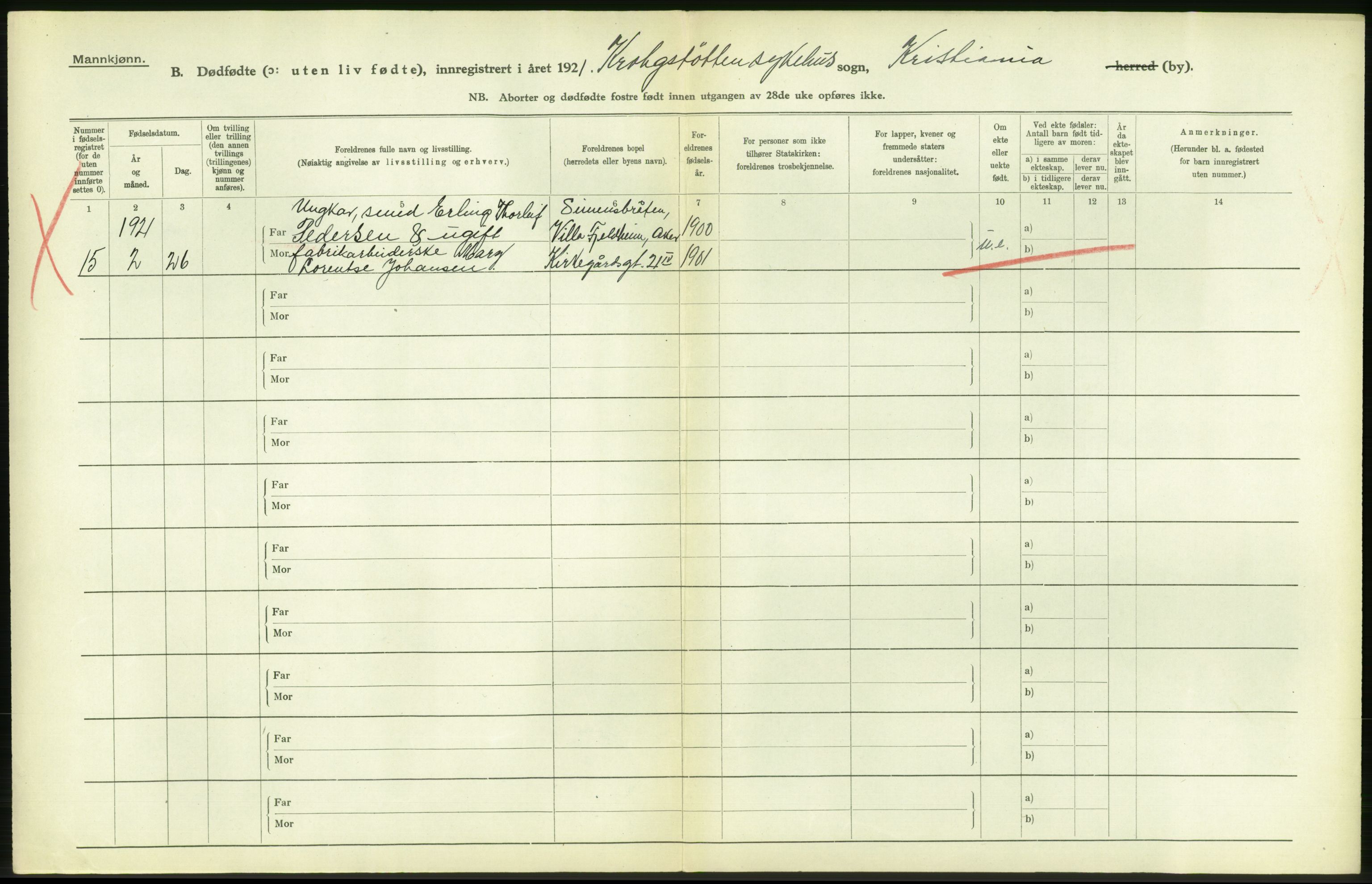 Statistisk sentralbyrå, Sosiodemografiske emner, Befolkning, RA/S-2228/D/Df/Dfc/Dfca/L0013: Kristiania: Døde, dødfødte, 1921, p. 602